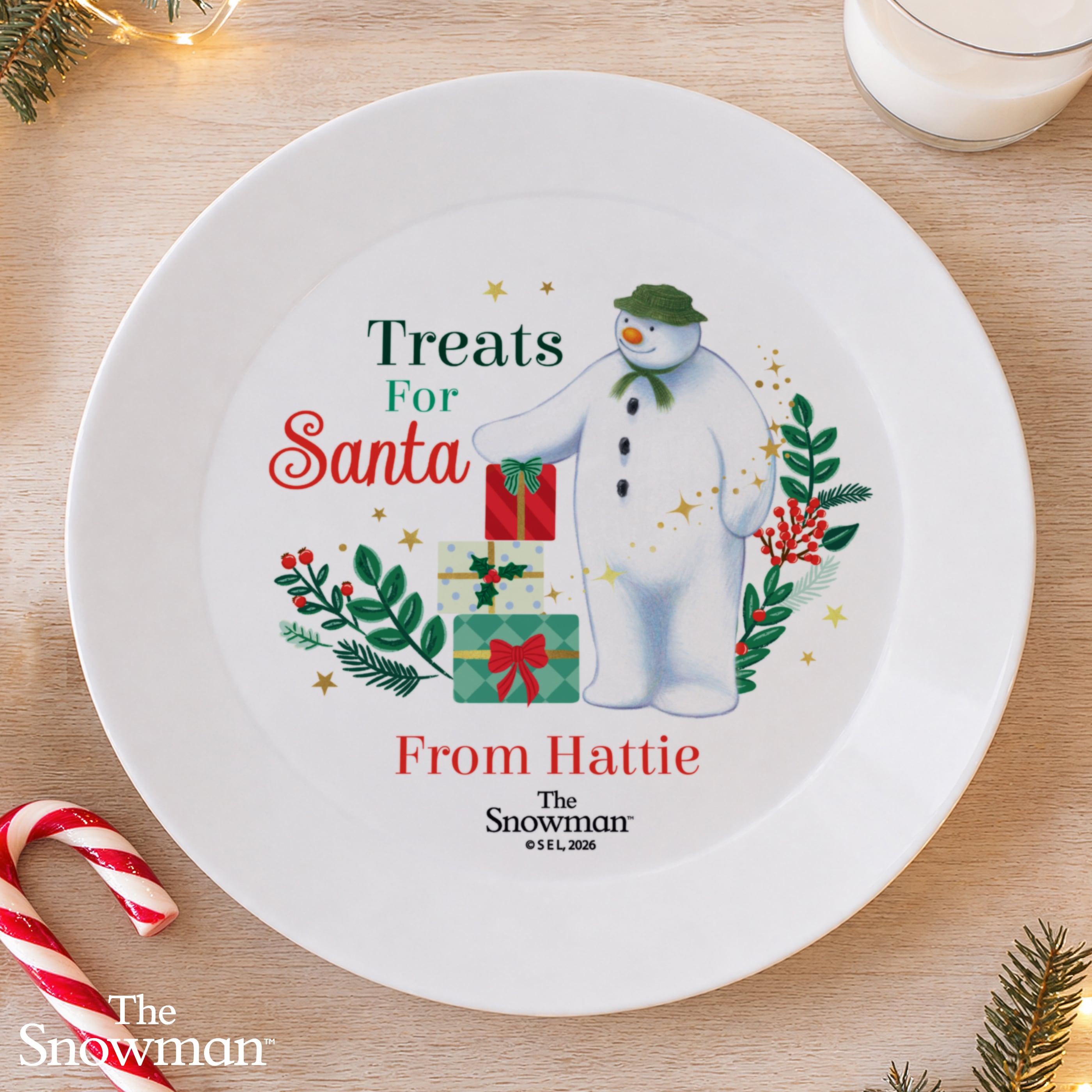Personalised The Snowman Treats For Santa Plastic Plate