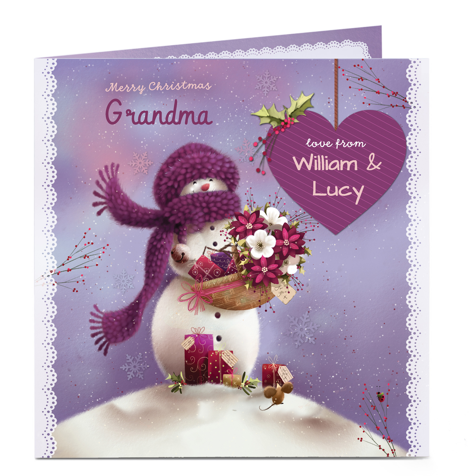 Personalised Christmas Card - Grandma Snowlady
