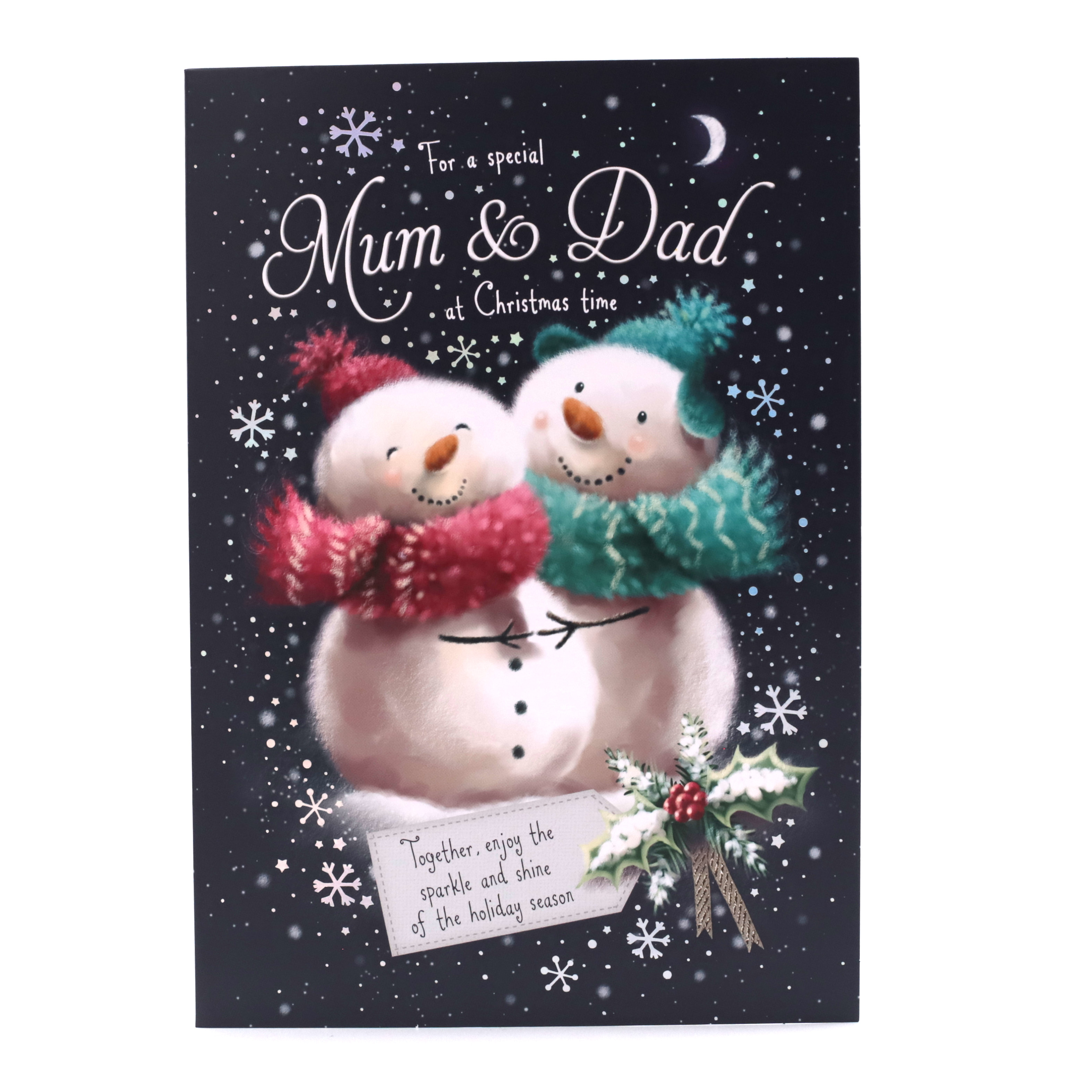 Christmas Card - Mum And Dad, Cute Snowmen