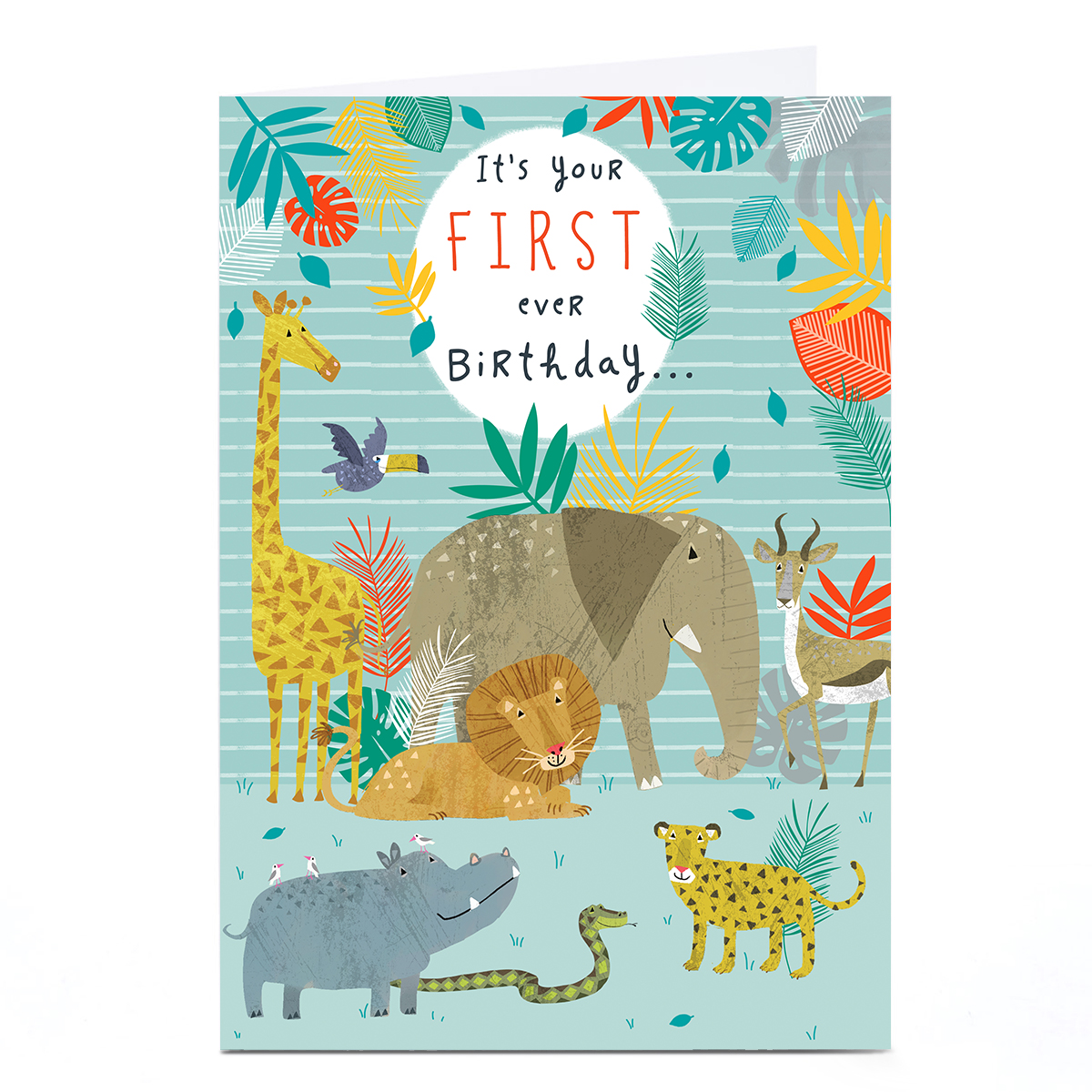 1st Birthday Card - Zoo Animals, First Ever Birthday