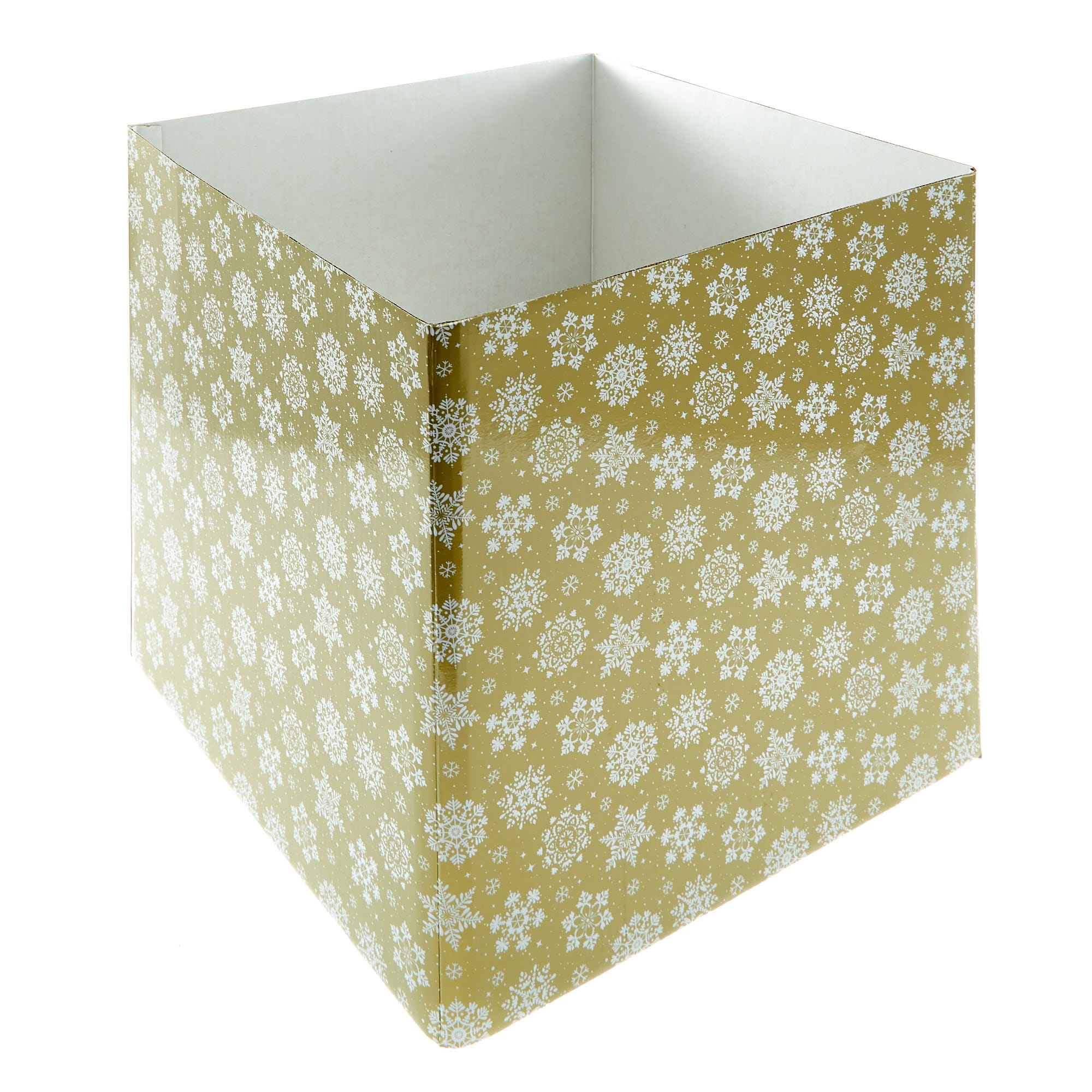 Gold & White Snowflakes Jumbo Flat-Pack Gift Box