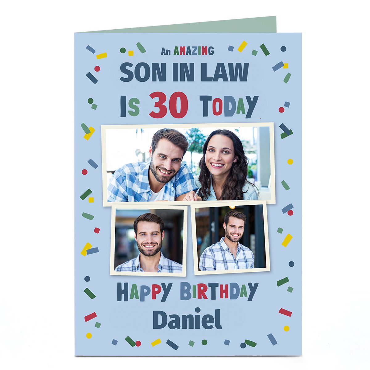 Photo Birthday Card - Colourful Confetti, Editable Age