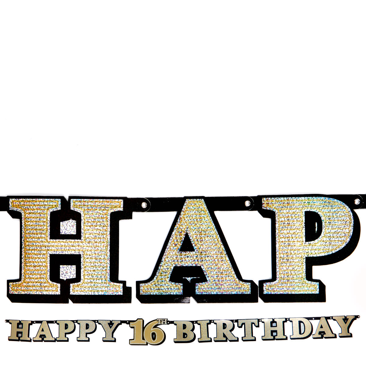 Gold Holographic 16th Birthday Banner