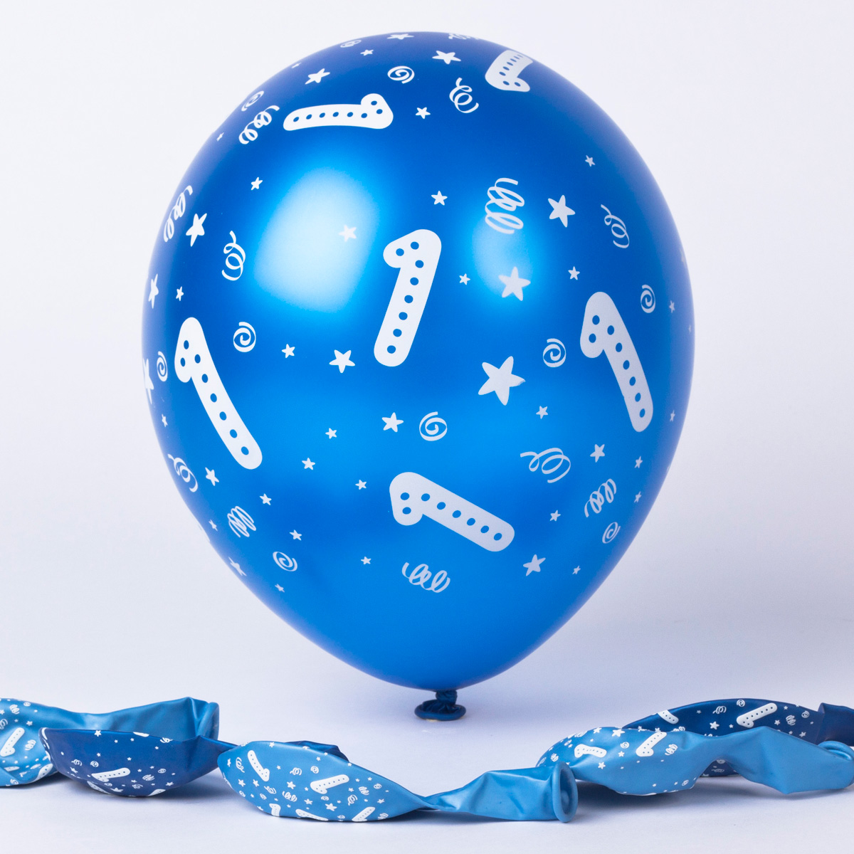 Metallic Blue Stars 1st Birthday Balloons - Pack Of 6 