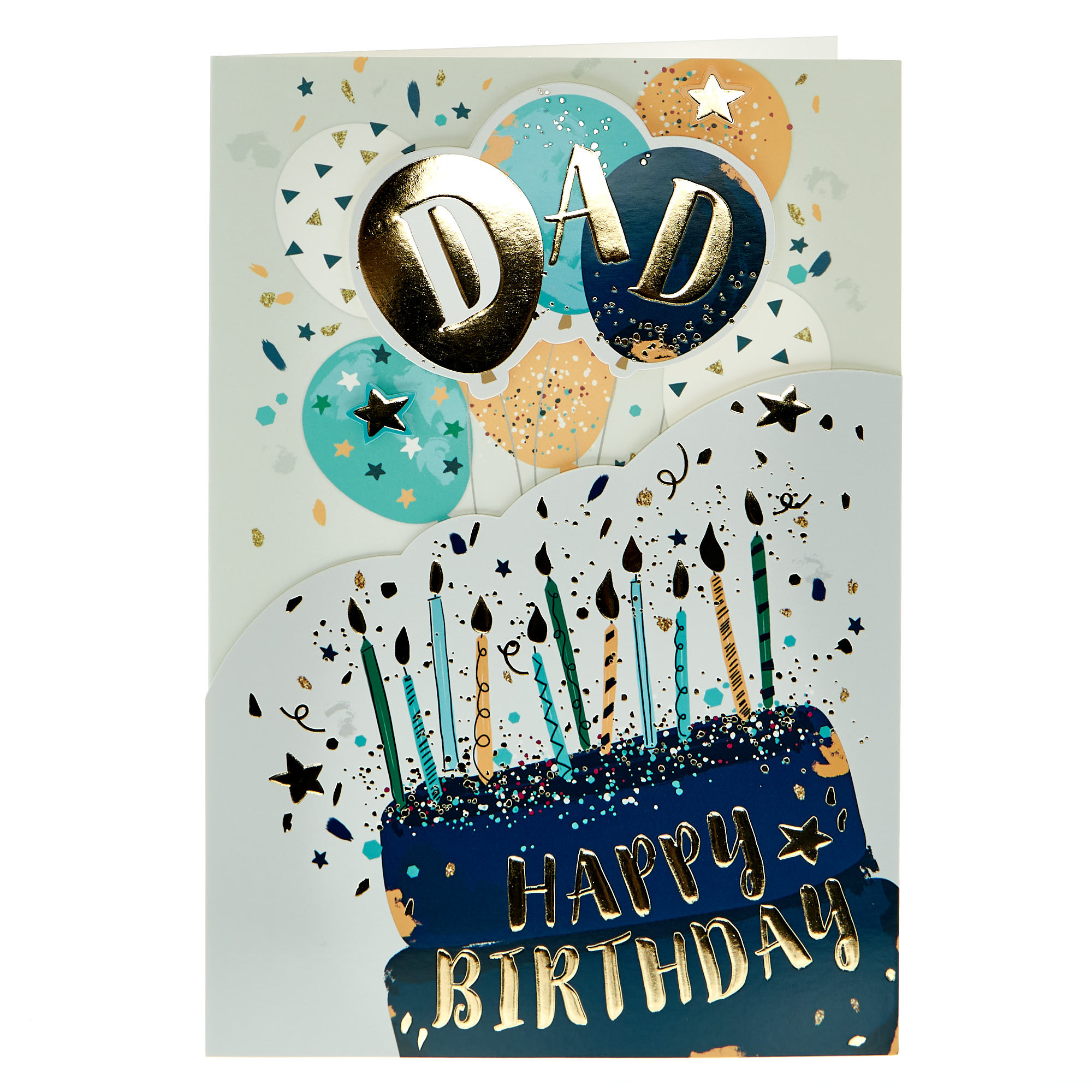 Birthday Card - Dad Cake & Balloons