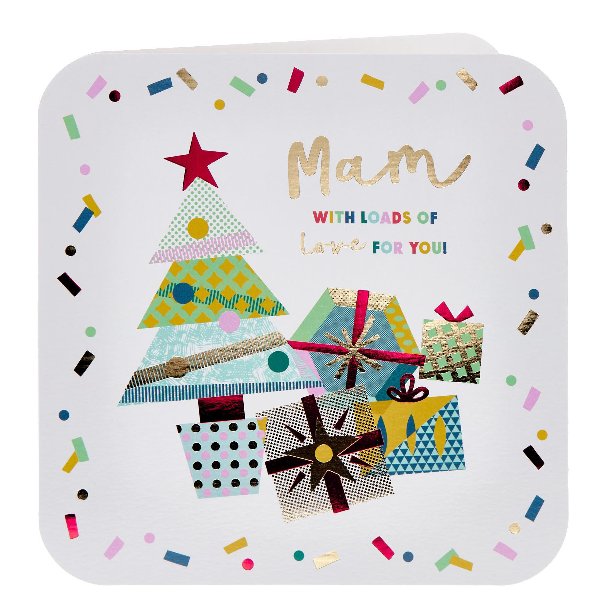 Platinum Mam Tree & Confetti Christmas Card