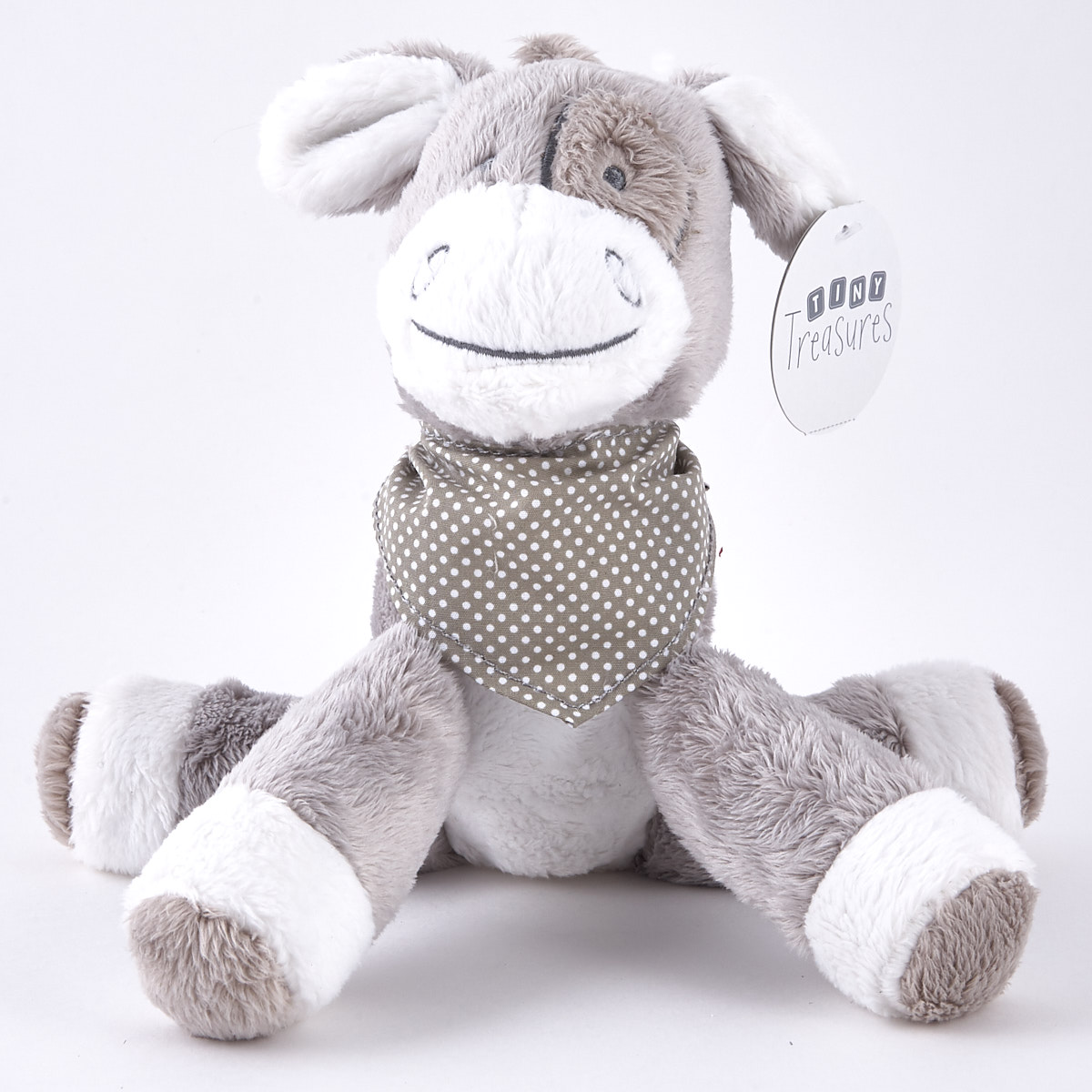 Tiny Treasures - Grey & White Donkey With Neckerchief