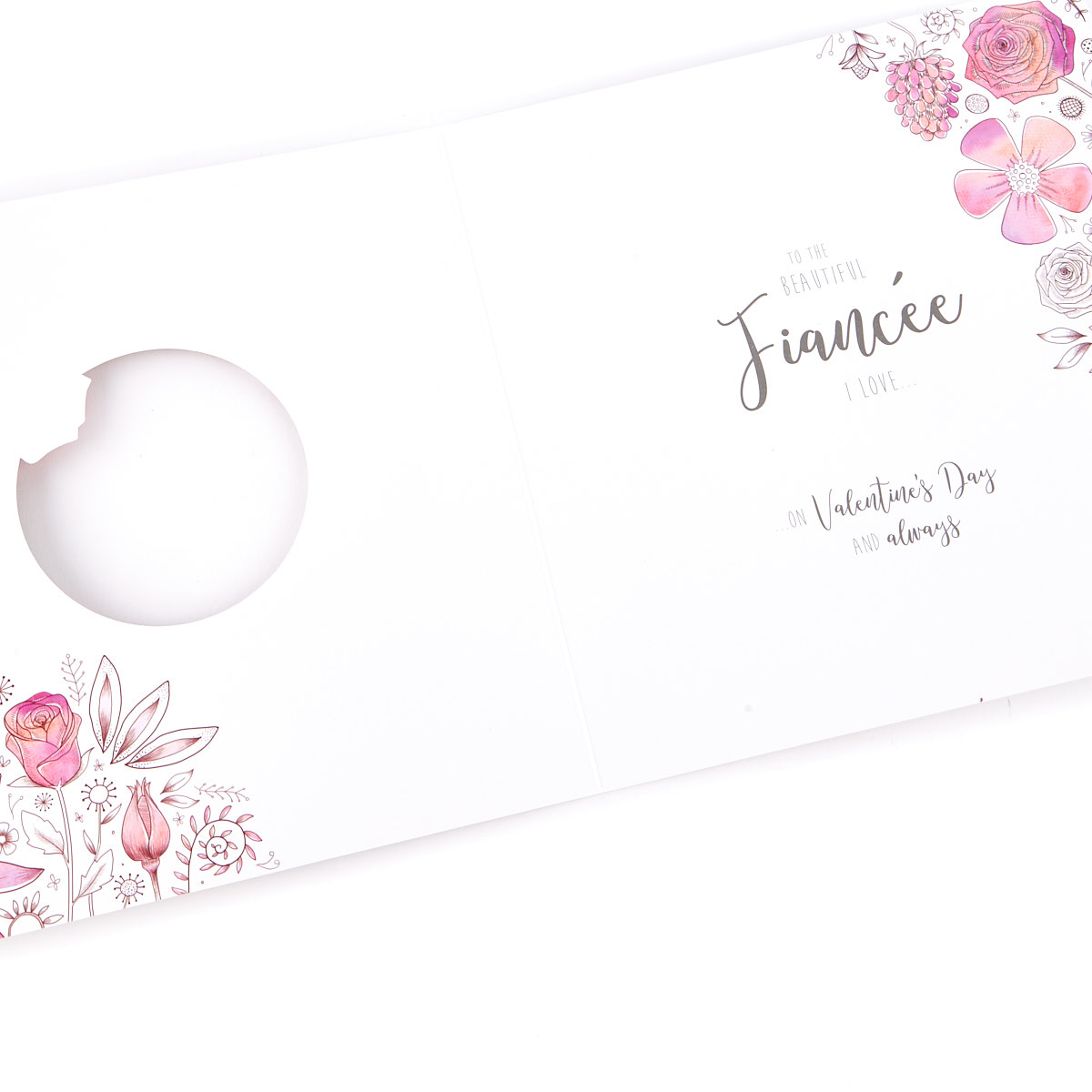 Platinum Collection Valentine's Day Card - Beautiful Fiancée, Purple Flowers