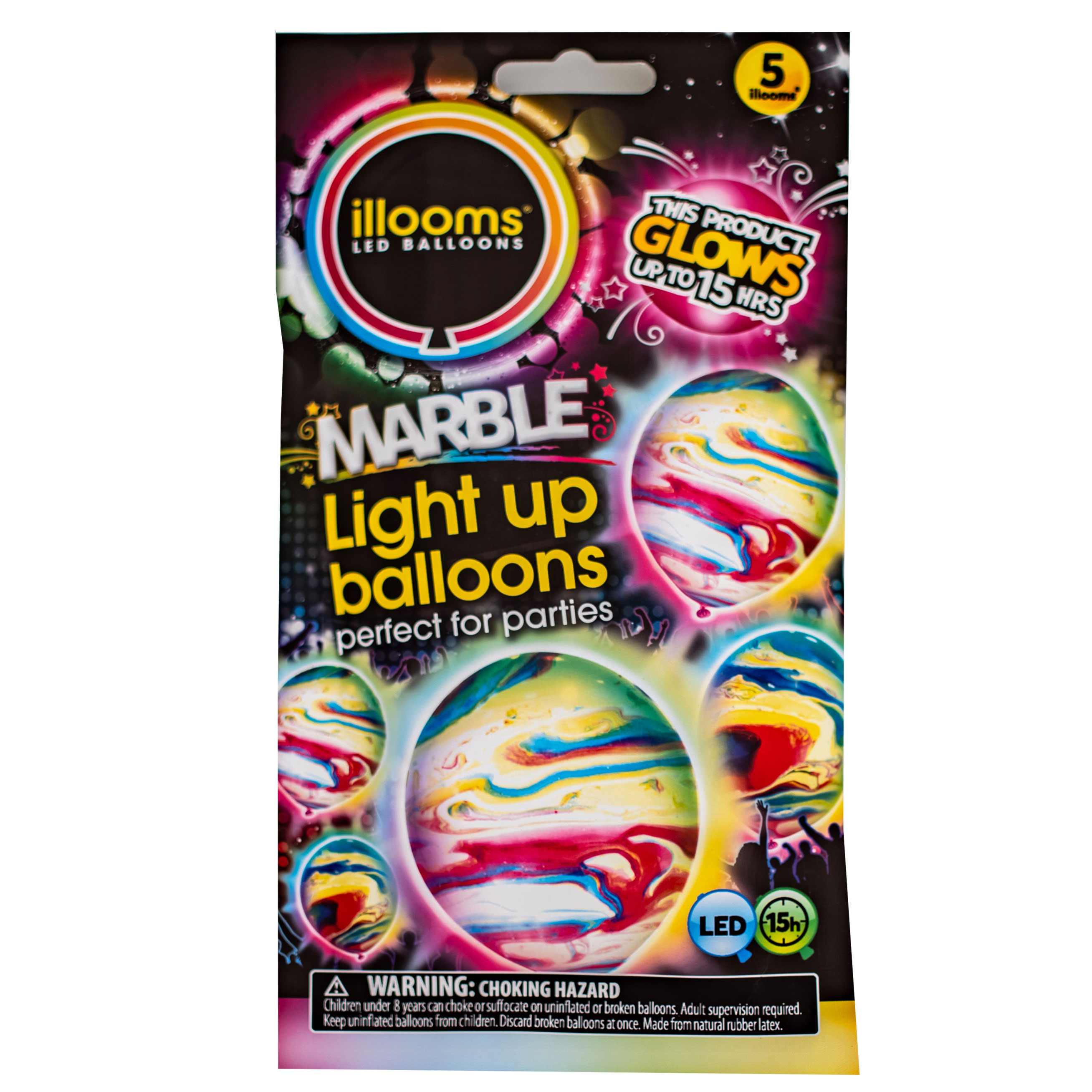 Latex Illooms Marble Light-Up Balloons - Pack of 5