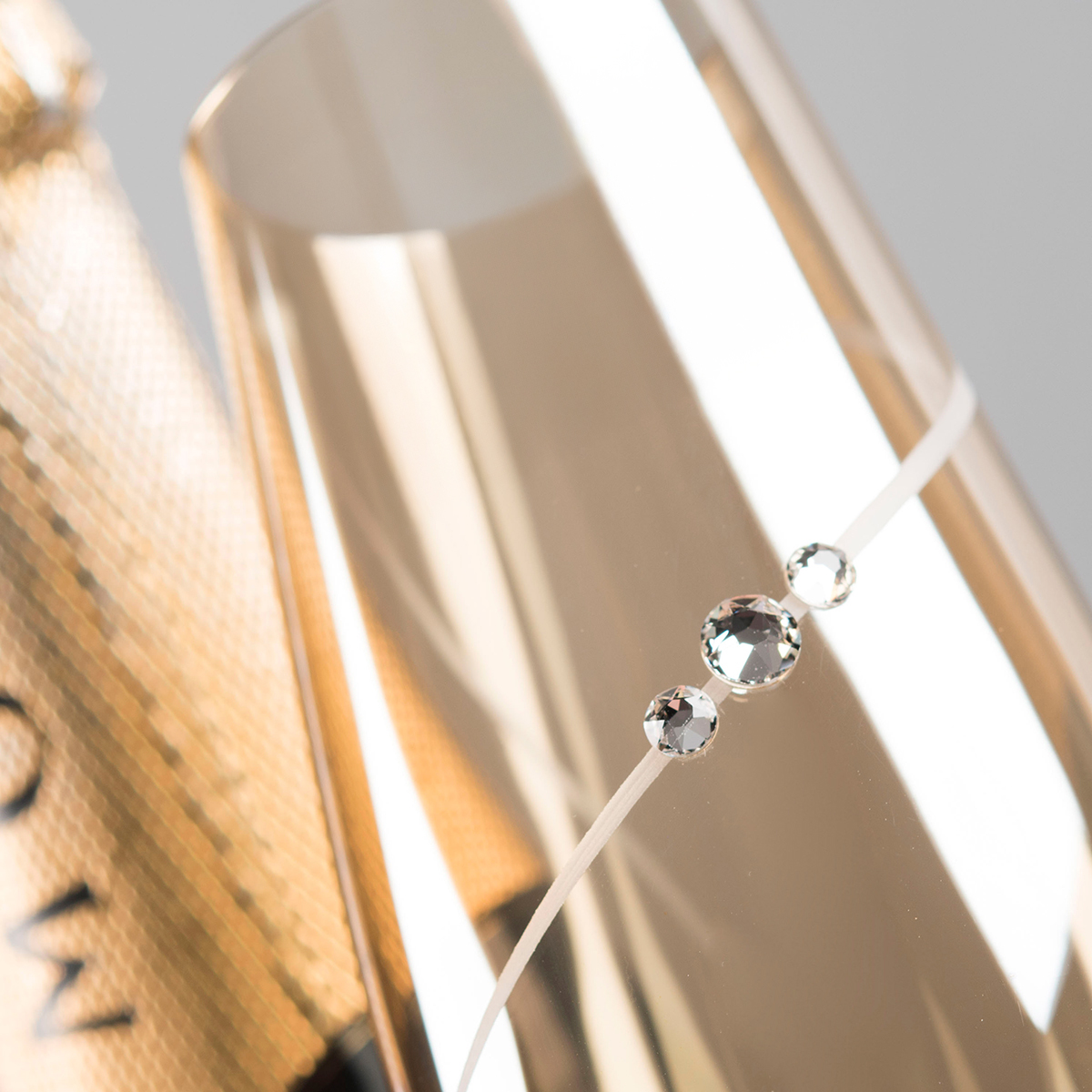 Crystal Embellished Amber Champagne Flutes - Set of 2
