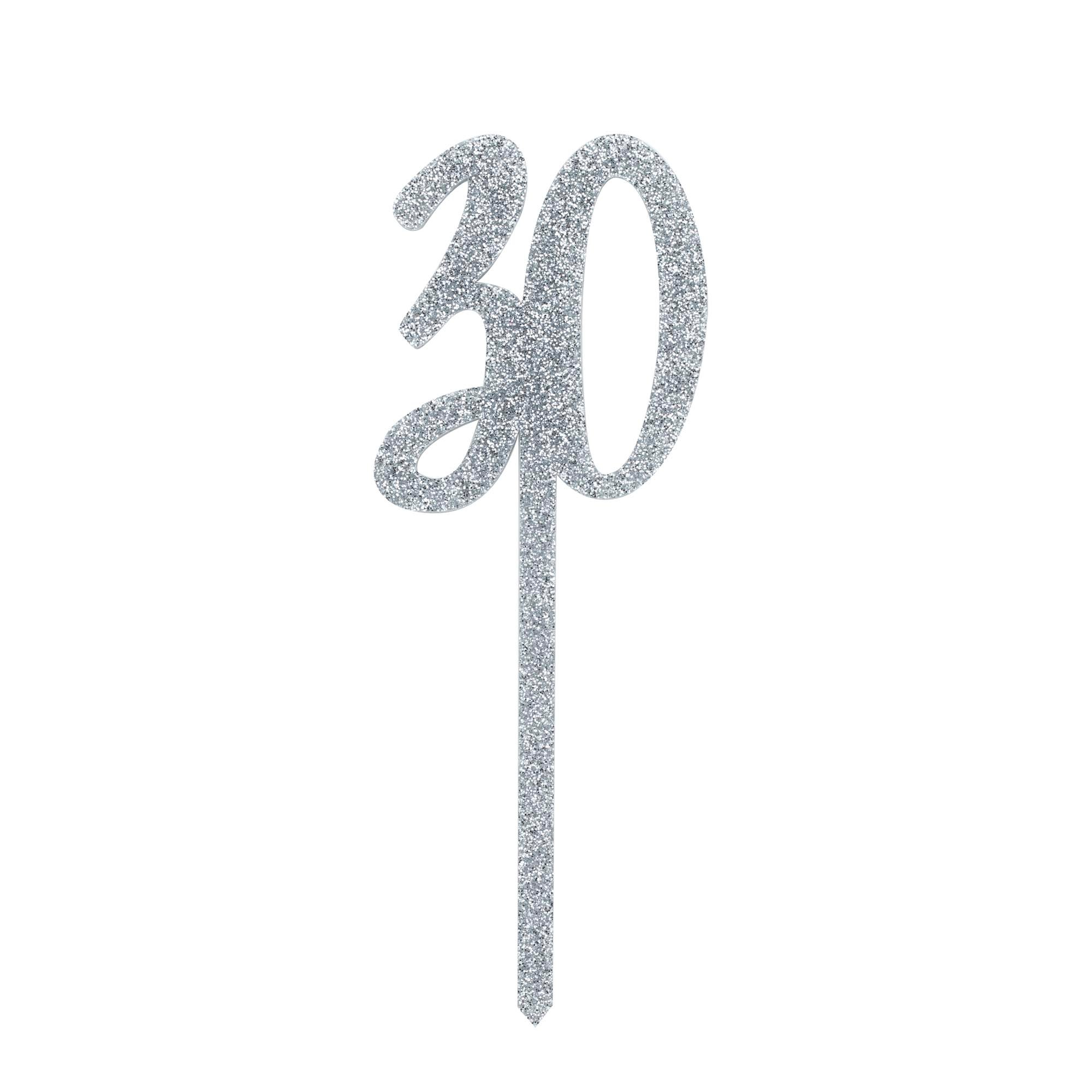 Metallic 30 Glitter Acrylic Cake Topper (3 Colour Options)