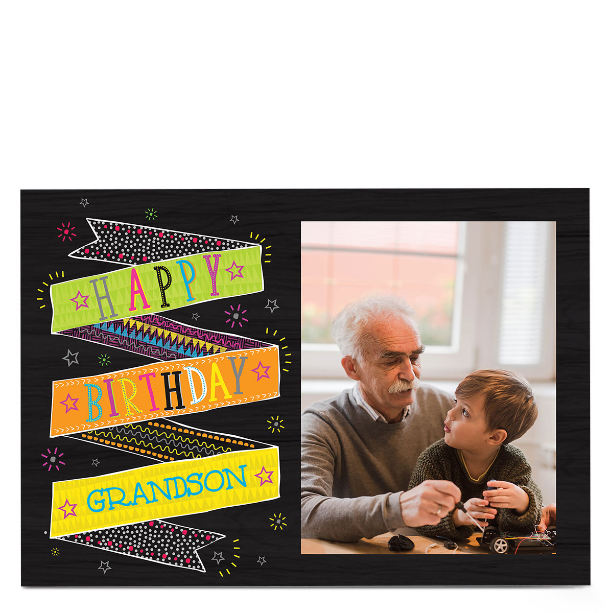Photo Birthday Card - Birthday Banner, Grandson