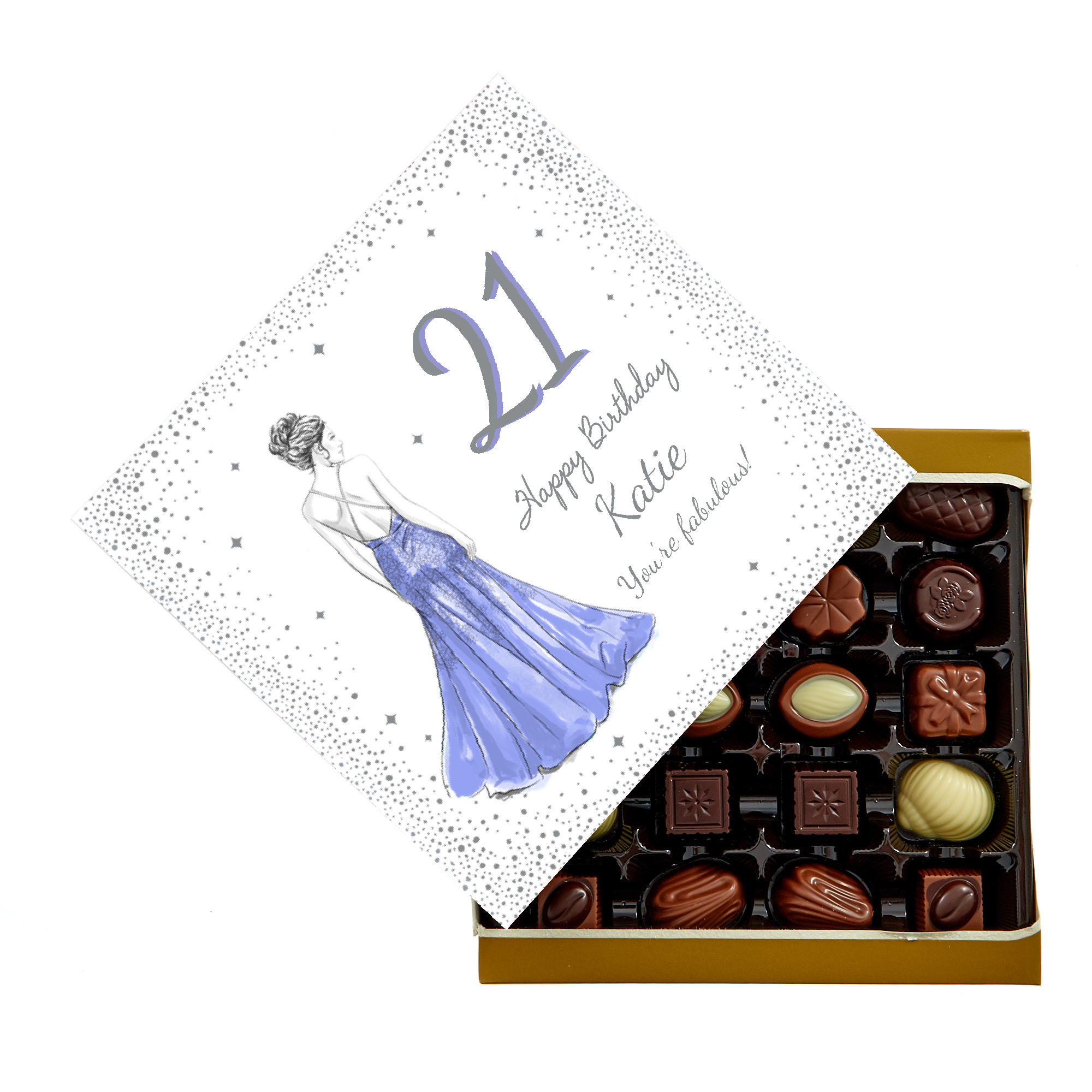 Personalised Belgian Chocolates - Glam Lady, Editable Age