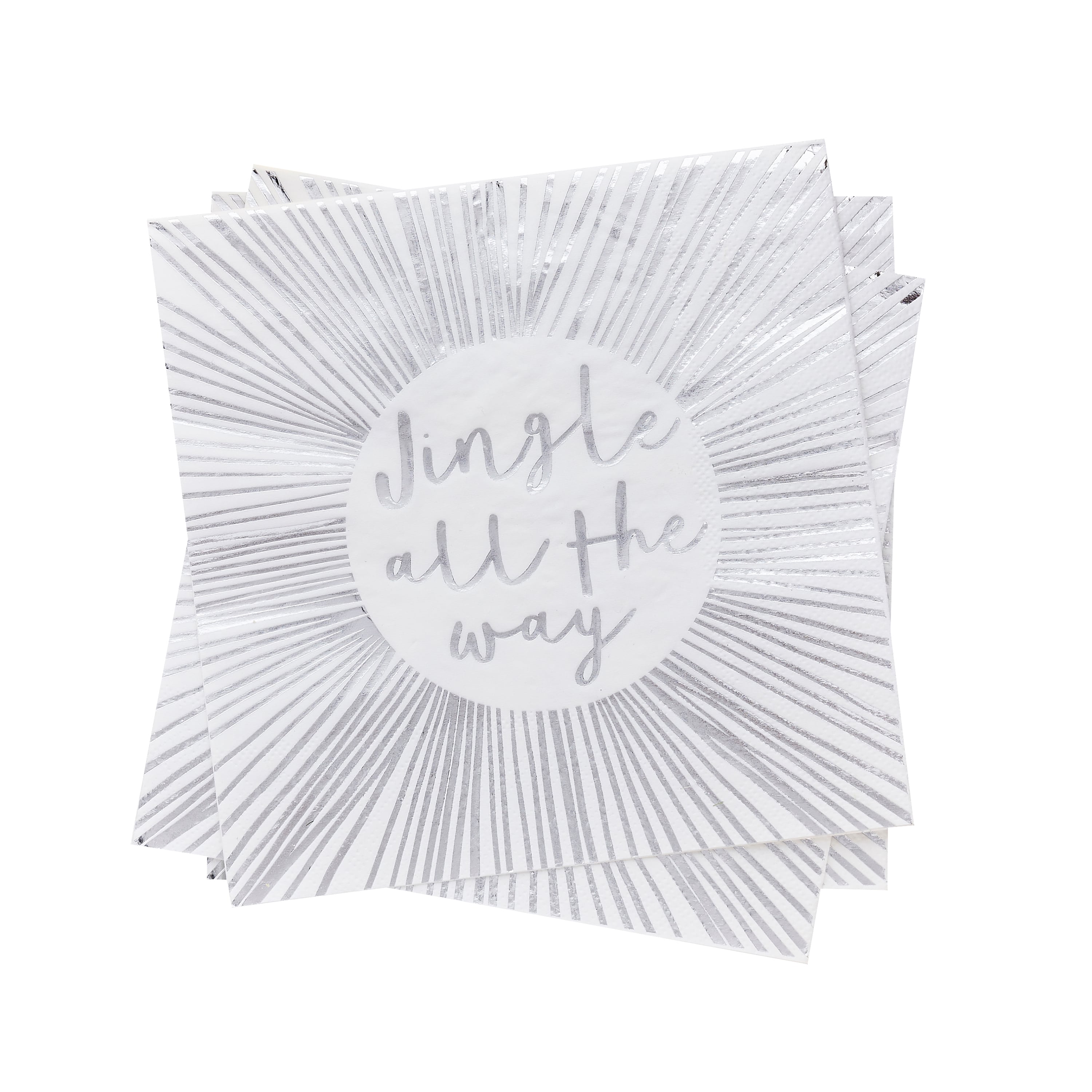 Silver Jingle All The Way Paper Napkins - Pack of 16 