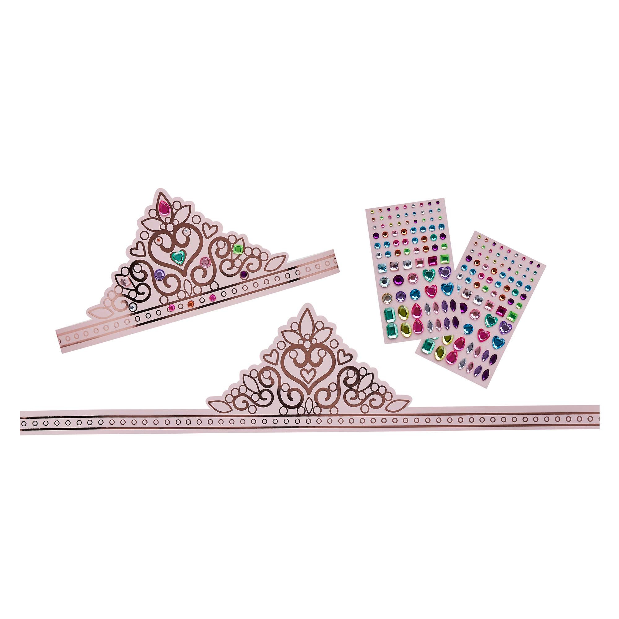 DIY Princess Paper Tiara Kit & Gem Stickers - Pack of 4