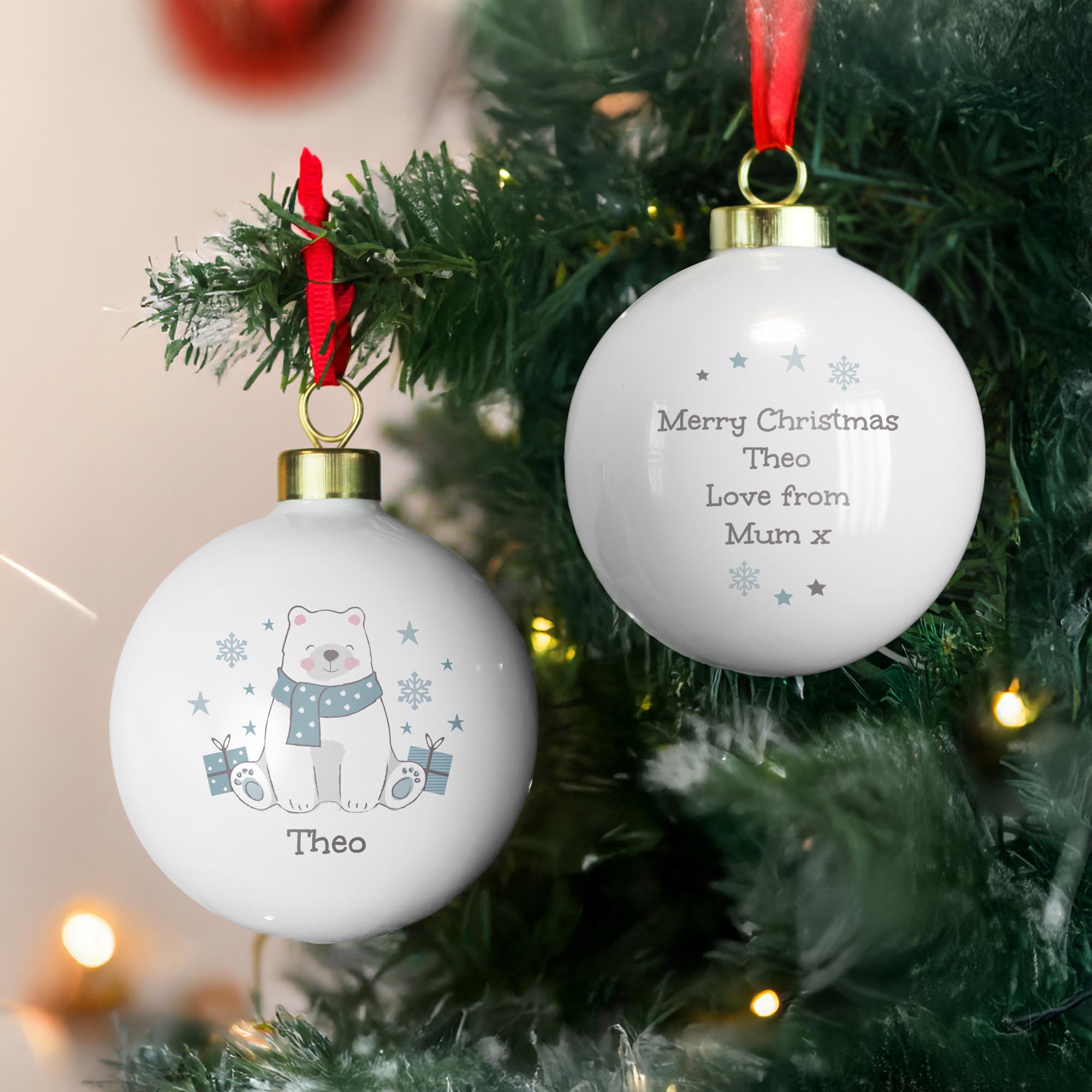 Personalised Polar Bear Christmas Bauble