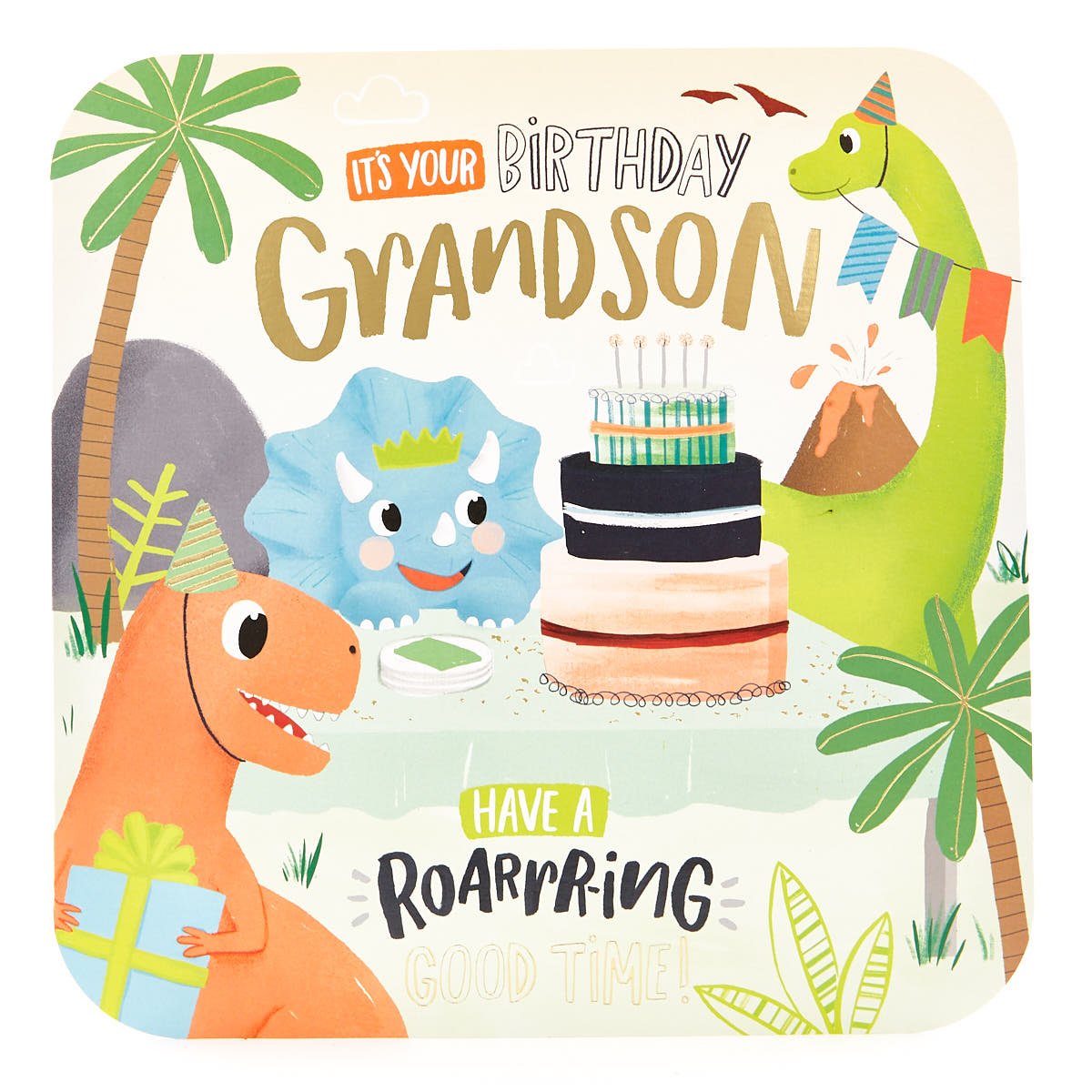 Platinum Collection Birthday Card - Grandson Dinosaurs