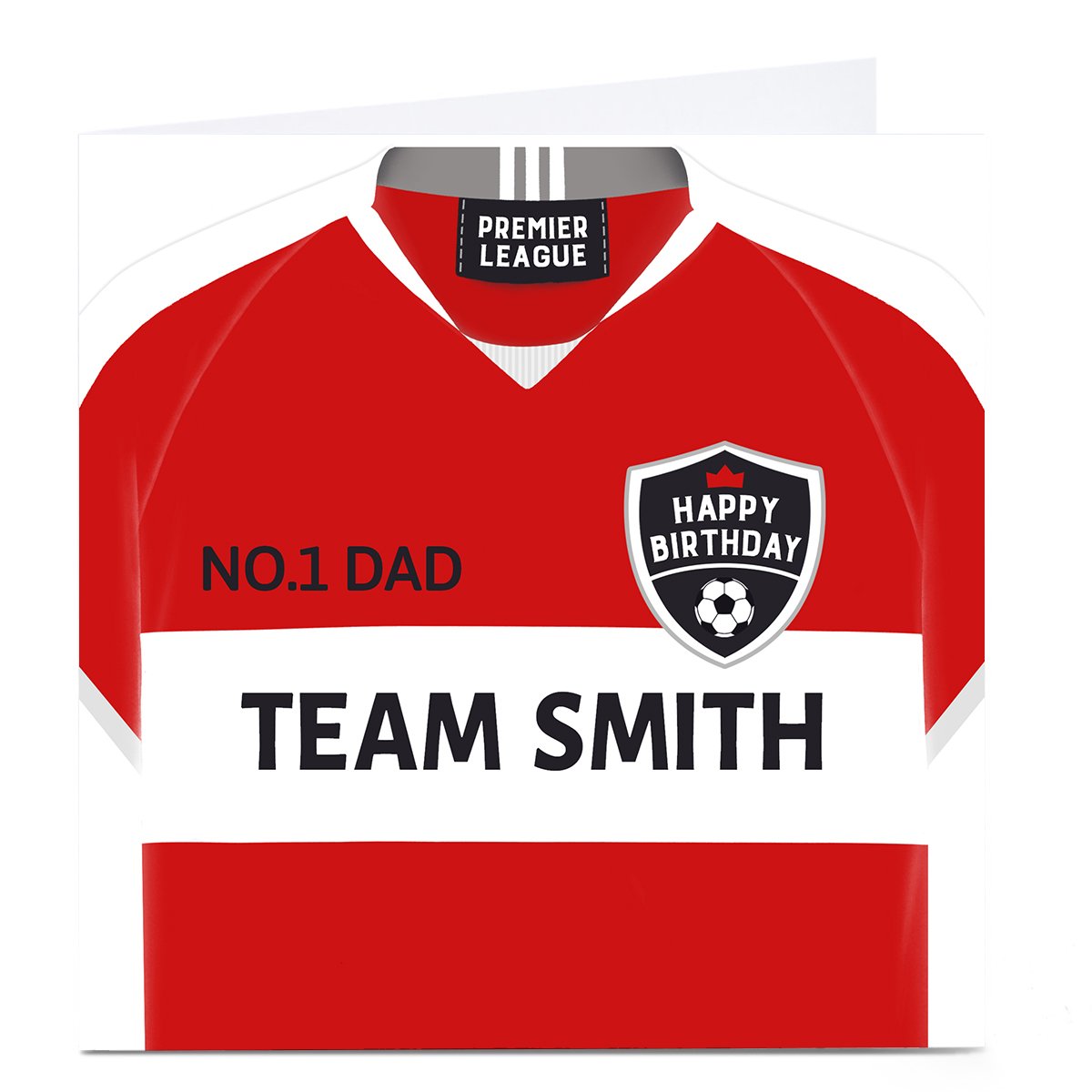 Personalised Birthday Card - Dad, Football Shirt Red & White