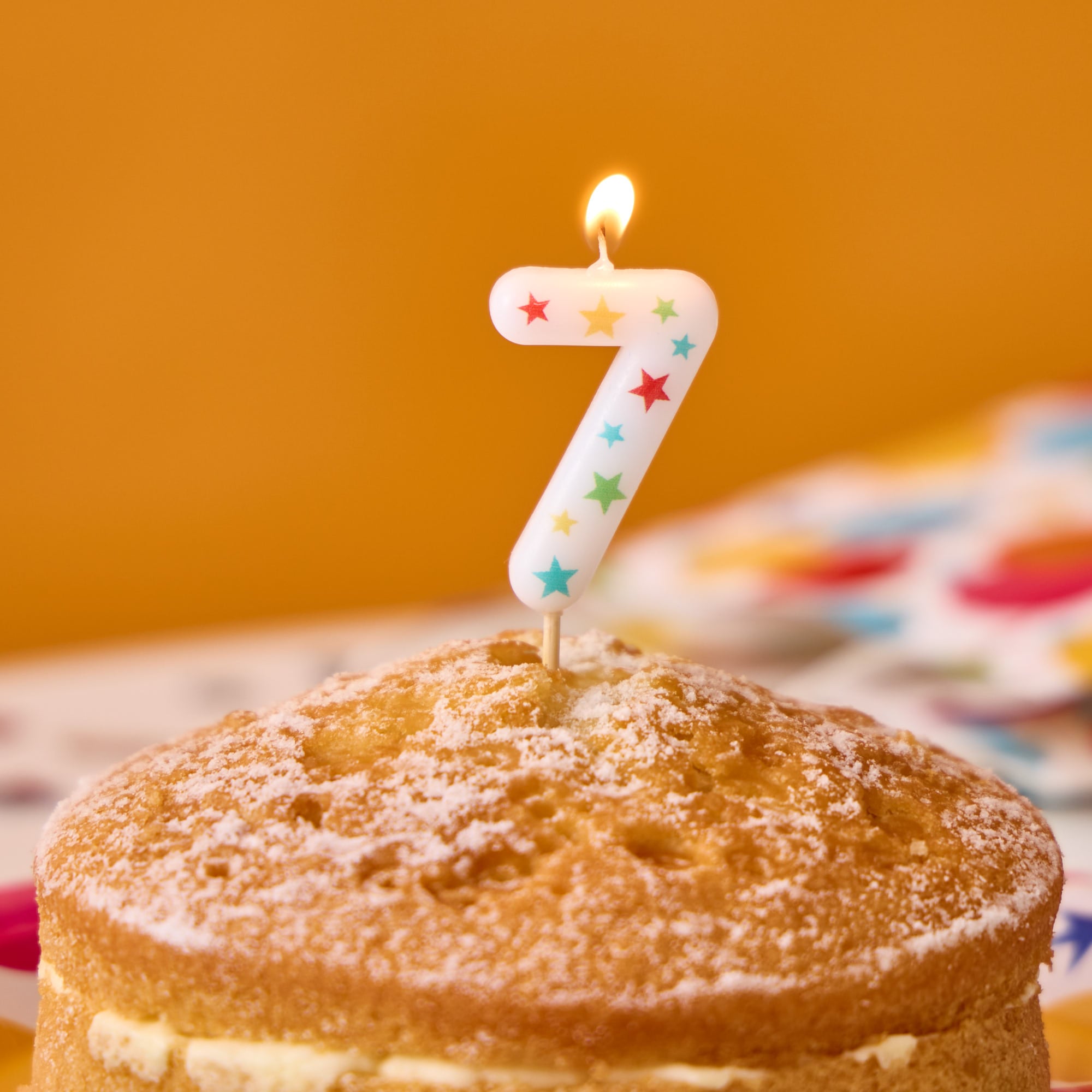 Star Print Number 7 Cake Candle