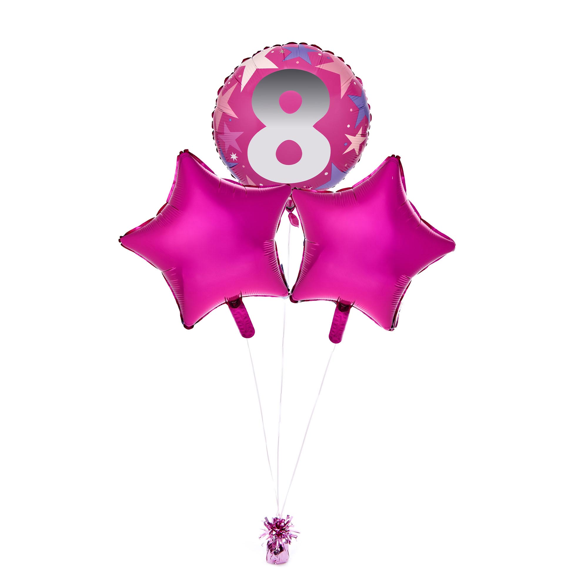 Pink 8th Birthday Balloon Bouquet - Delivered Inflated!
