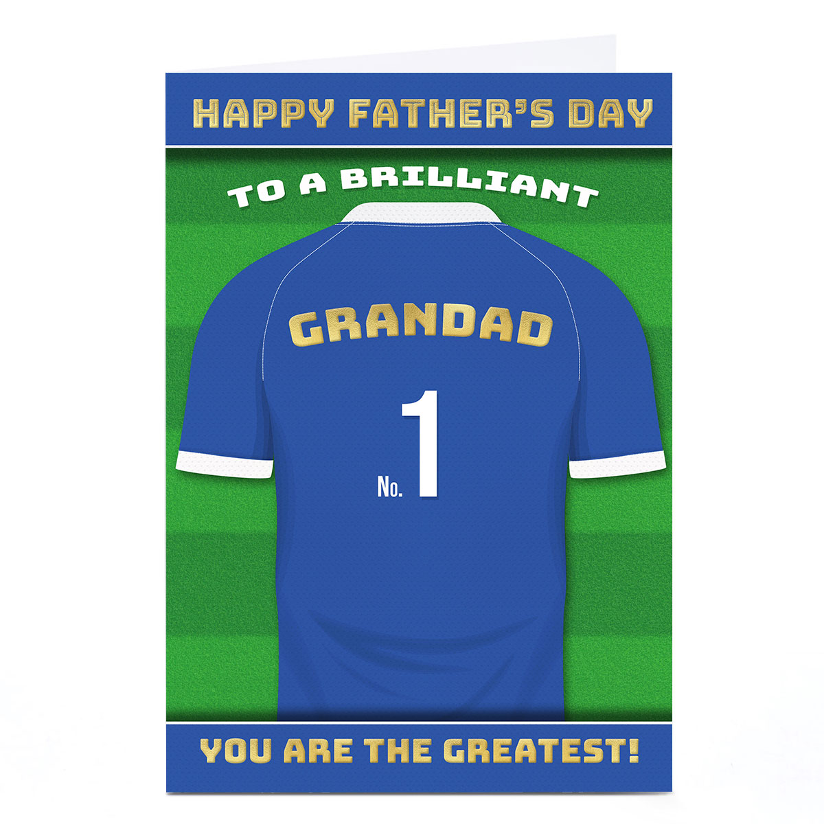 Personalised Get Carter Father's Day Card - Blue Football Shirt, Greatest Grandad