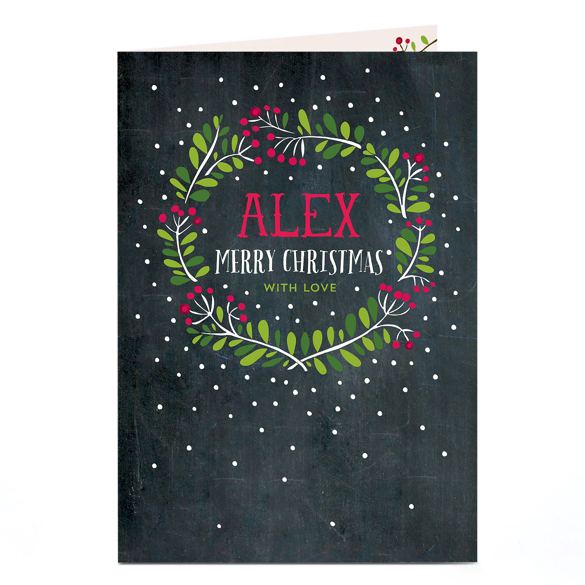 Personalised Christmas Card - Chalkboard Wreath