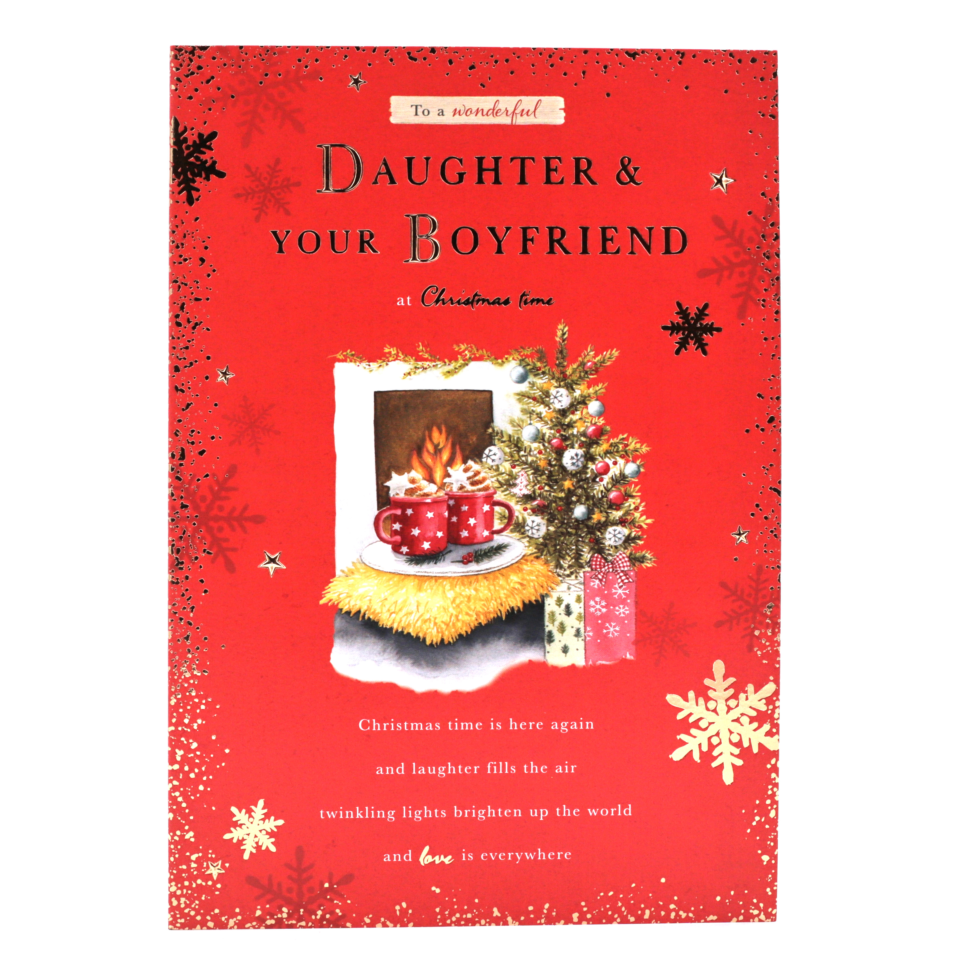 Christmas Card - Daughter & Boyfriend Fireside