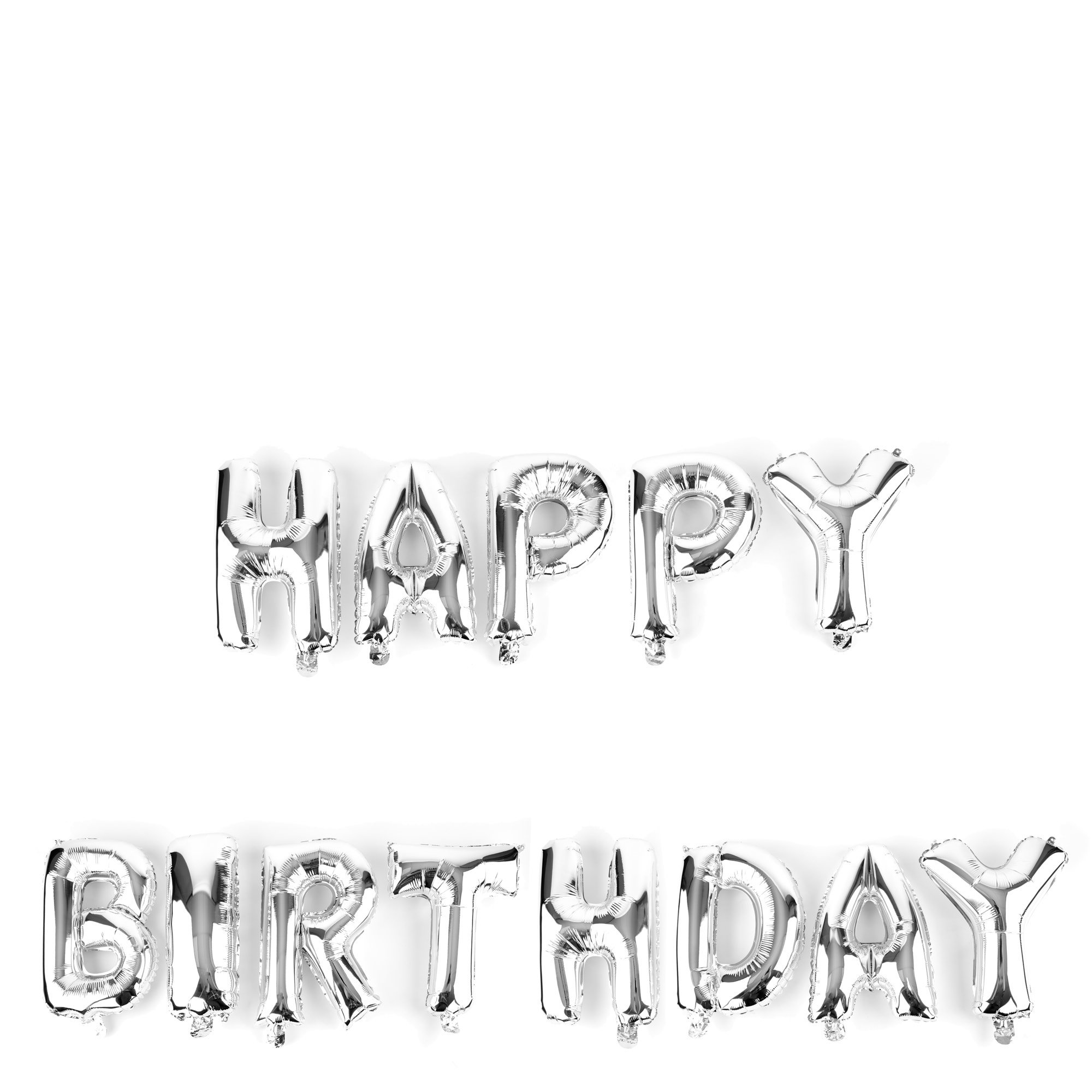 Happy Birthday Silver Balloon Banner Kit 