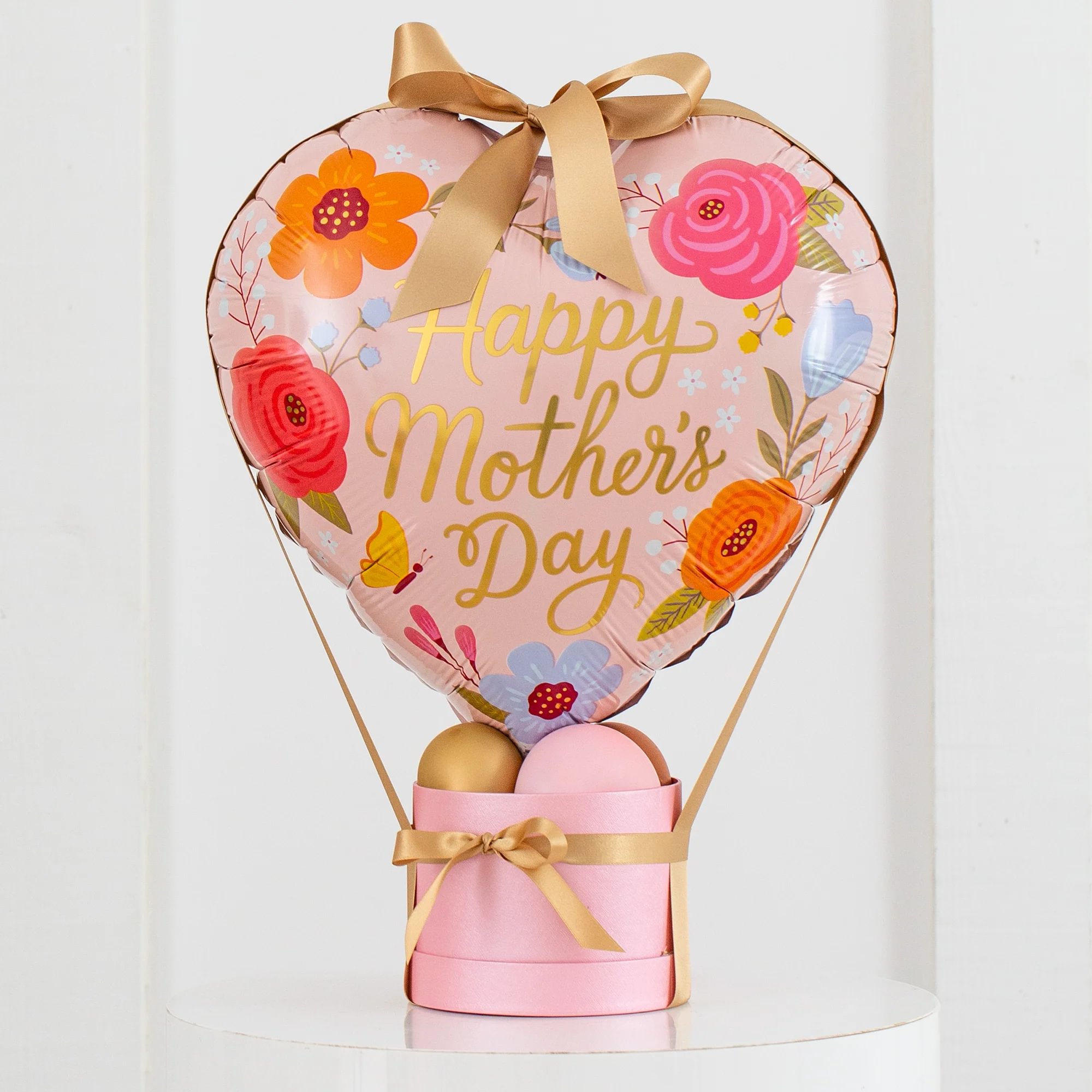 Happy Mother's Day 18-Inch Foil Hat Box Balloon Package - Delivered Inflated!