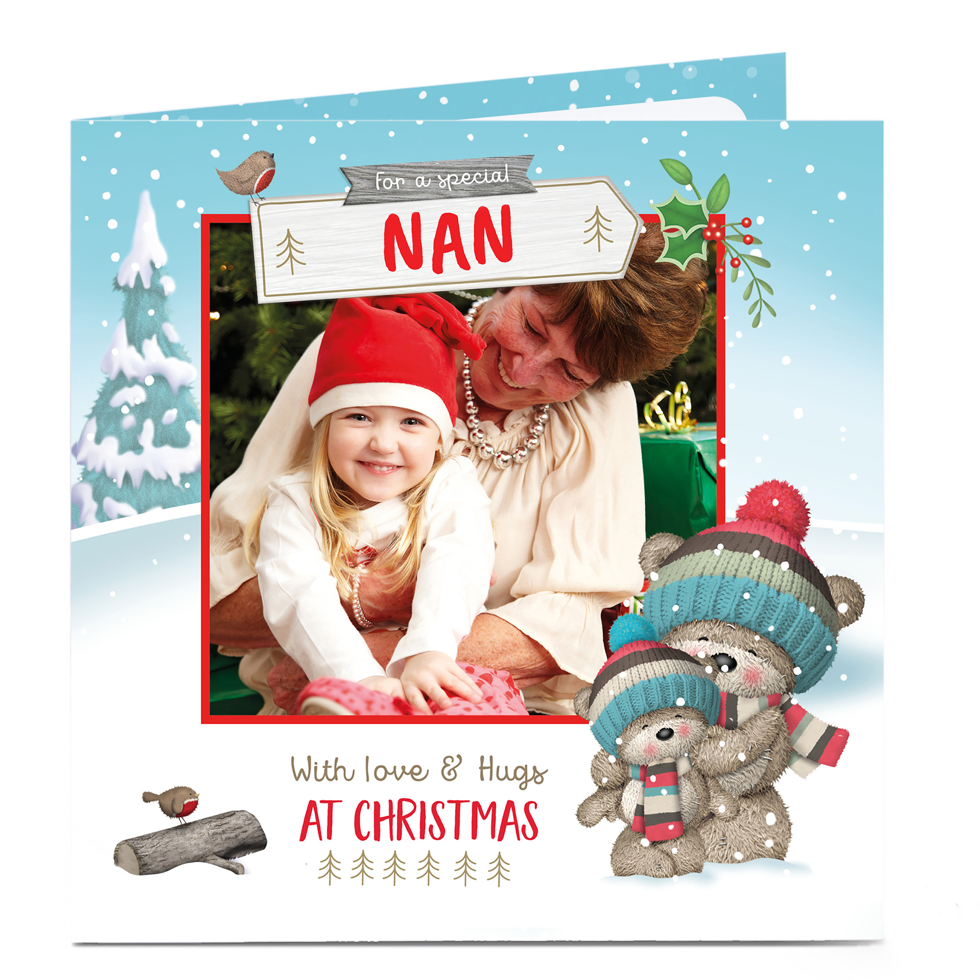 Photo Christmas Card - With Love & Hugs, Nan