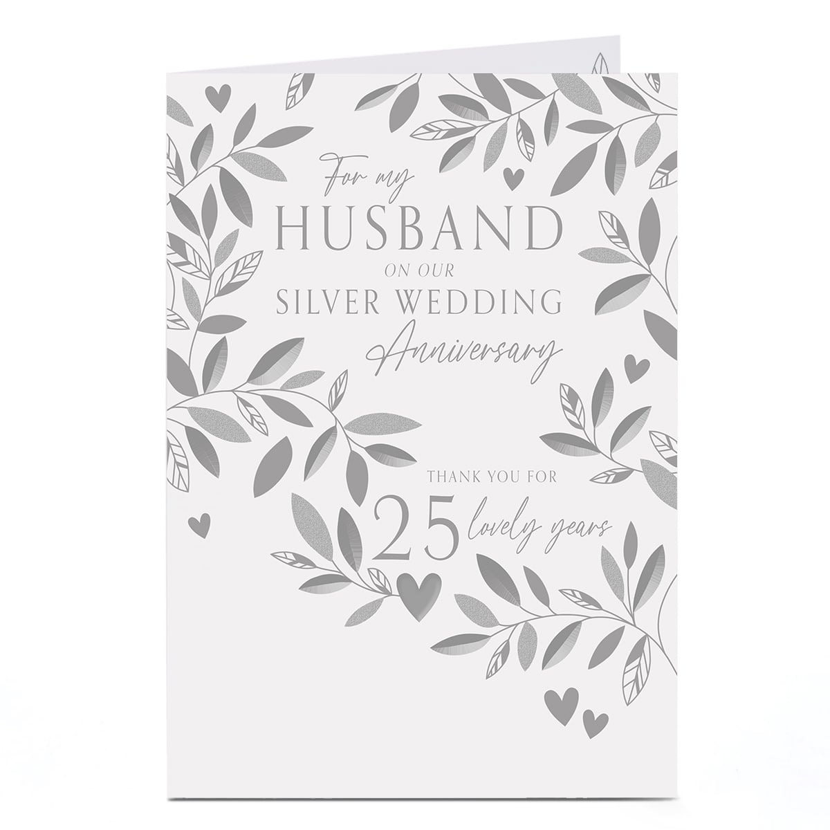 Silver Wedding Anniversary Card - To My Husband
