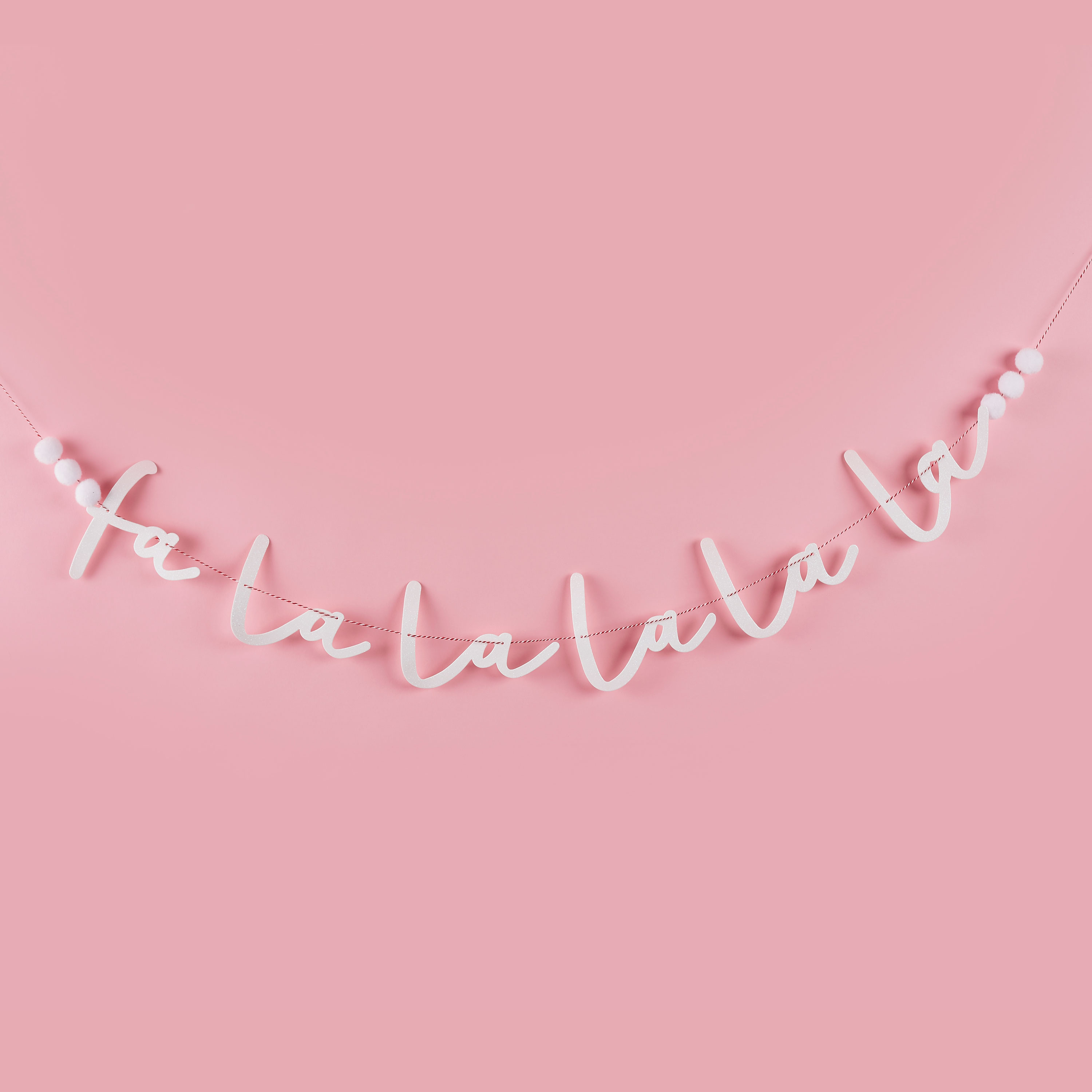 White Falala Glitter Acrylic Banner 2m