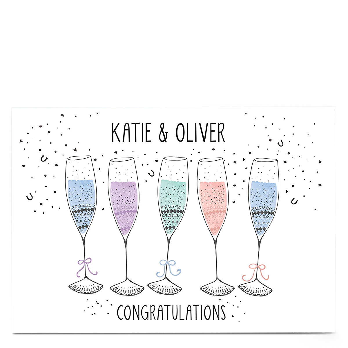 Personalised Card - Confetti & Champagne Flutes