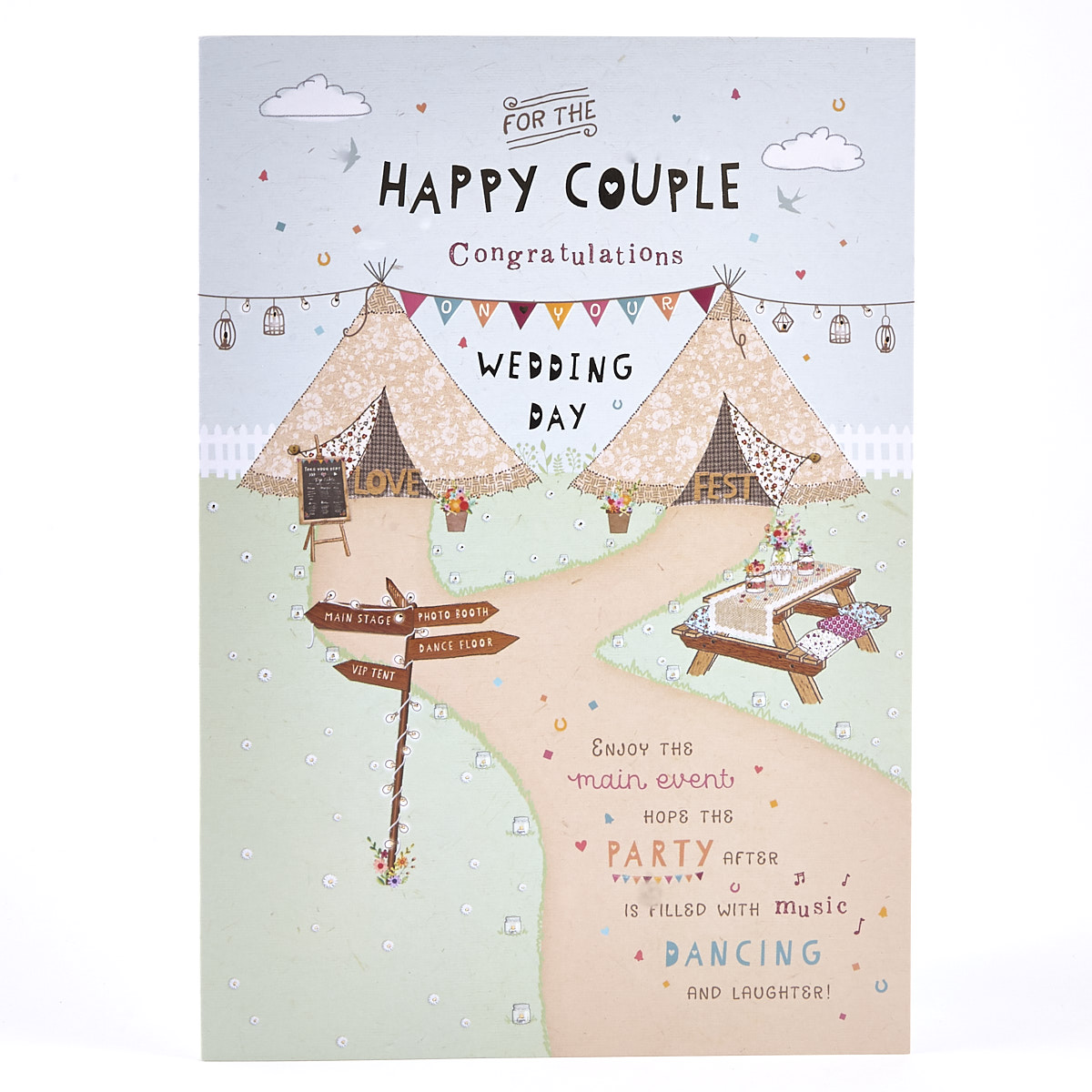 Wedding Card - Happy Couple Festival Scene 