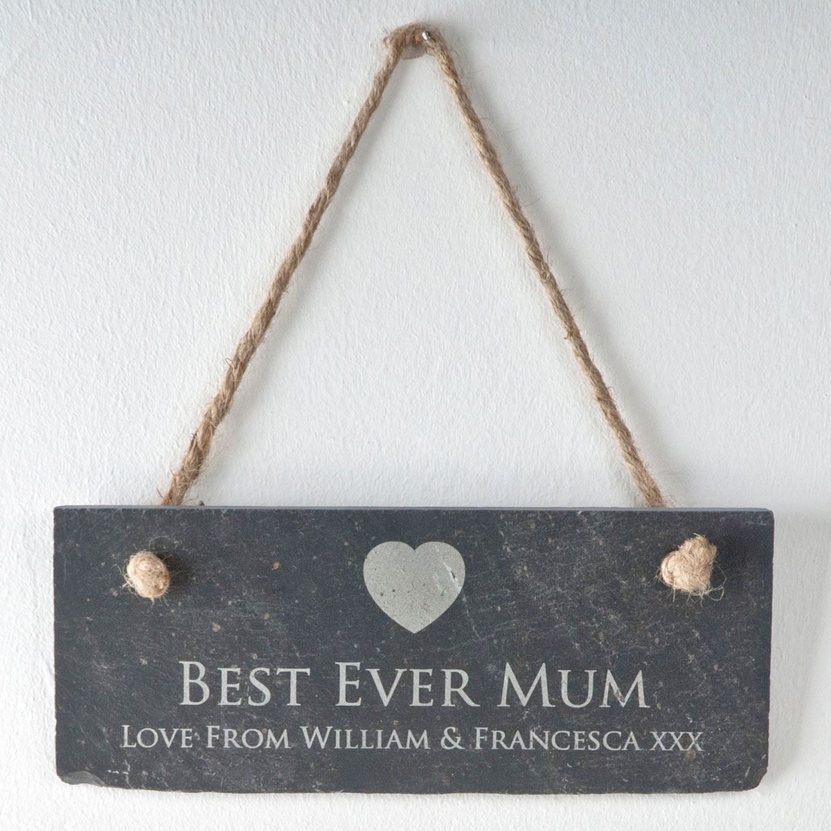 Personalised Engraved Hanging Slate Sign - Best Mum Ever