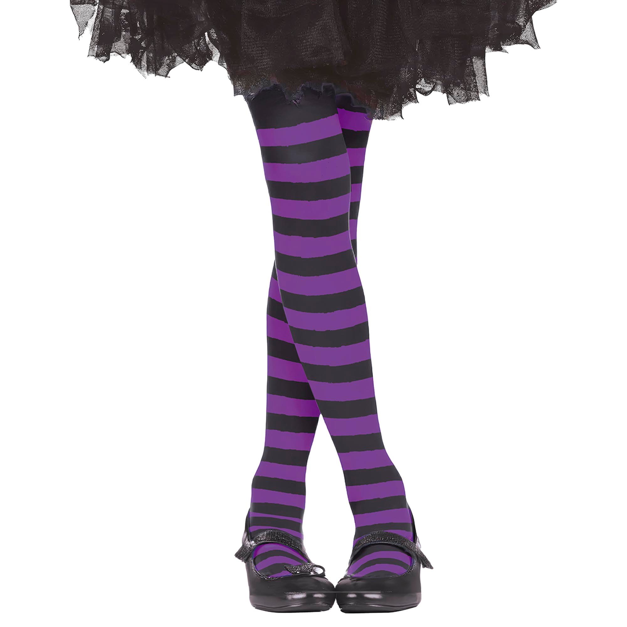 Black & Purple Striped Children's Tights