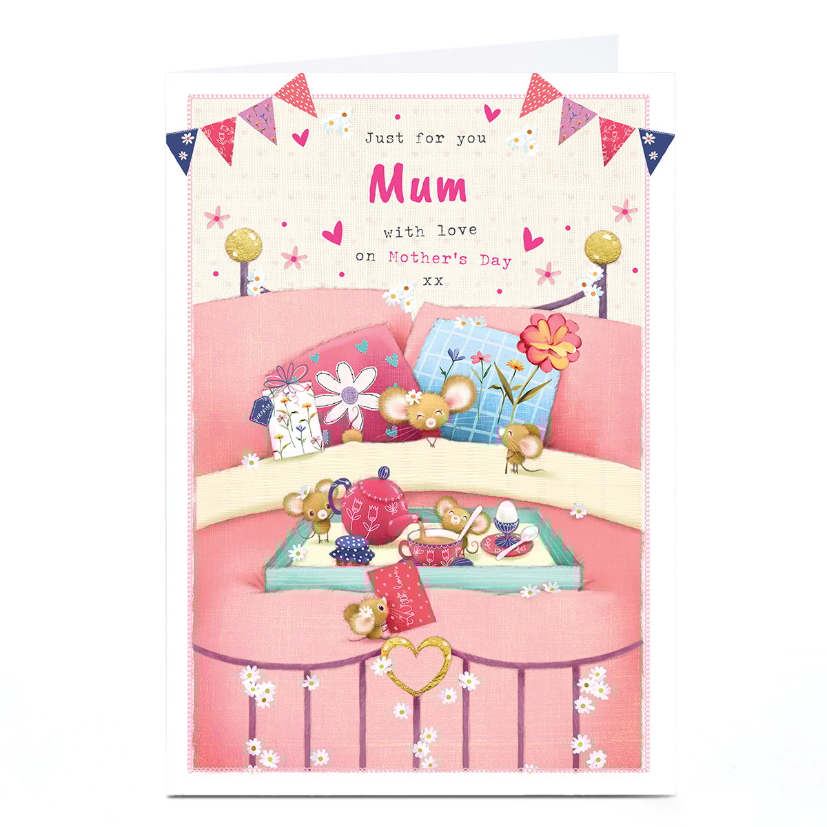 Personalised Mother's Day Card - Breakfast in Bed, Mum