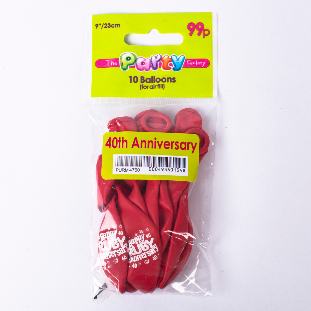 Ruby Anniversary Small Air-fill Latex Balloons, Pack Of 10