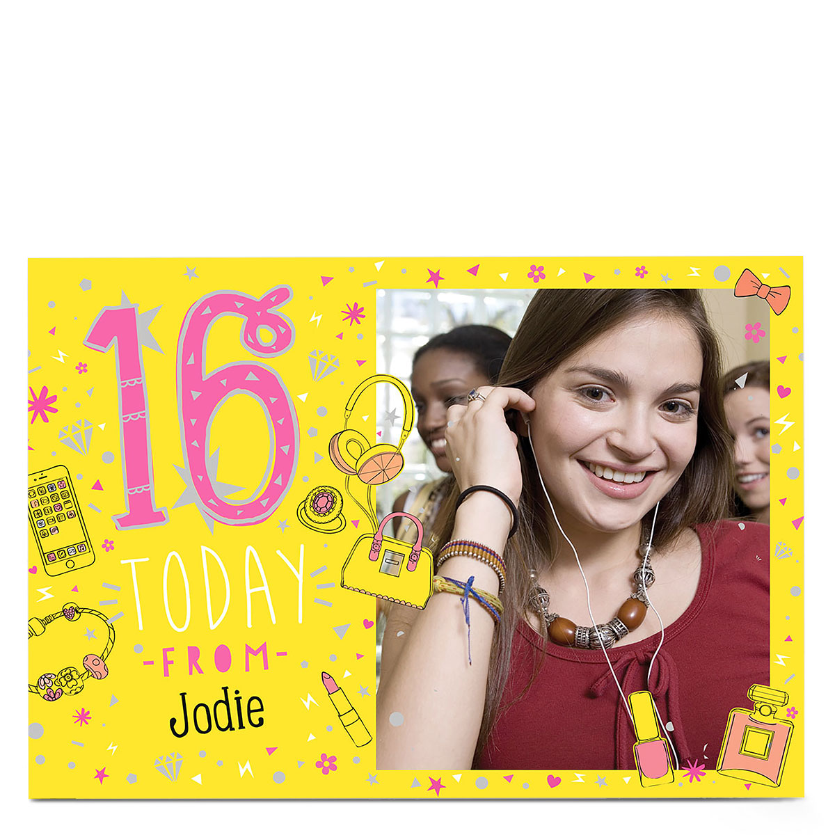 Photo 16th Birthday Card - Yellow Girls Stuff