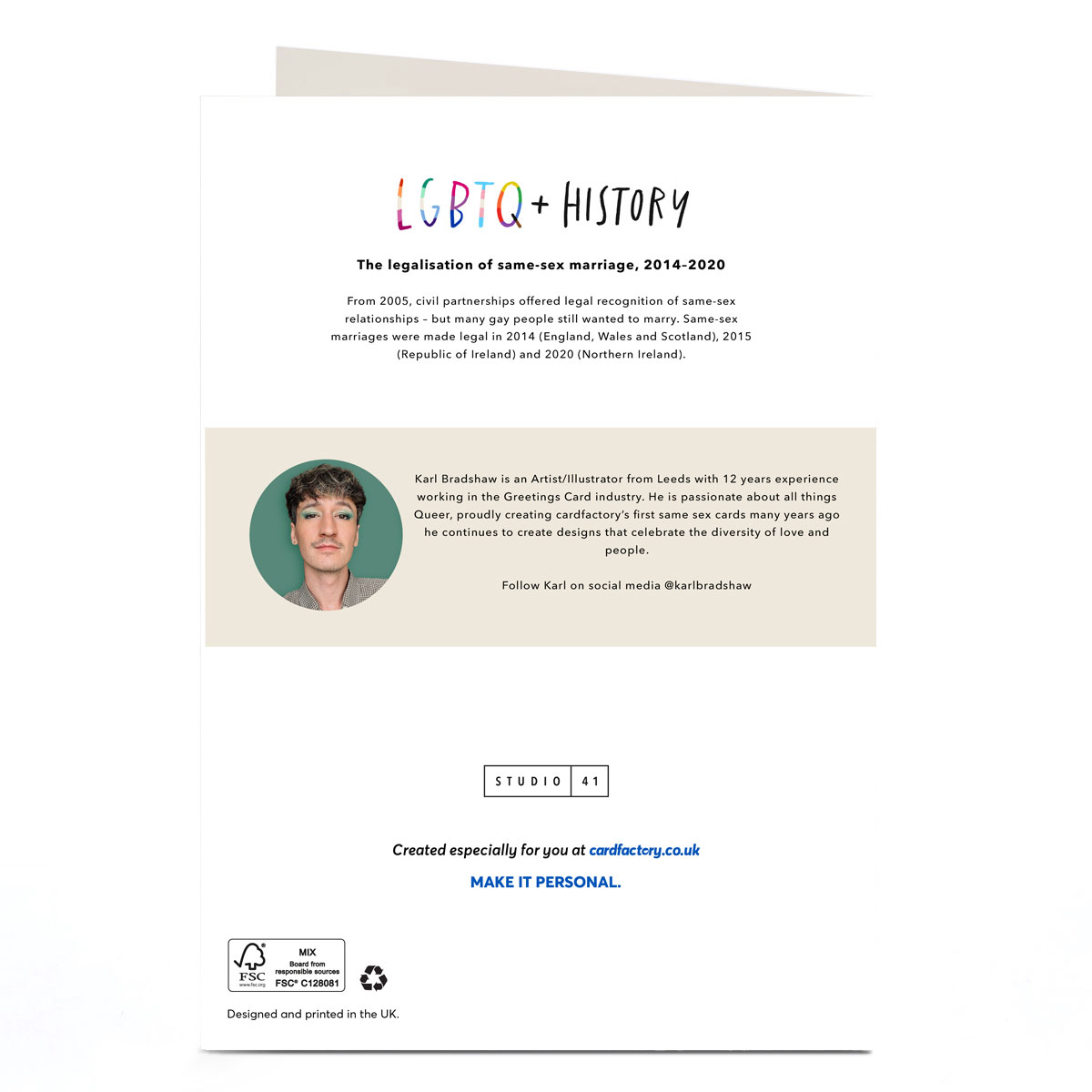Personalised LGBTQ+ Card - Love is Love