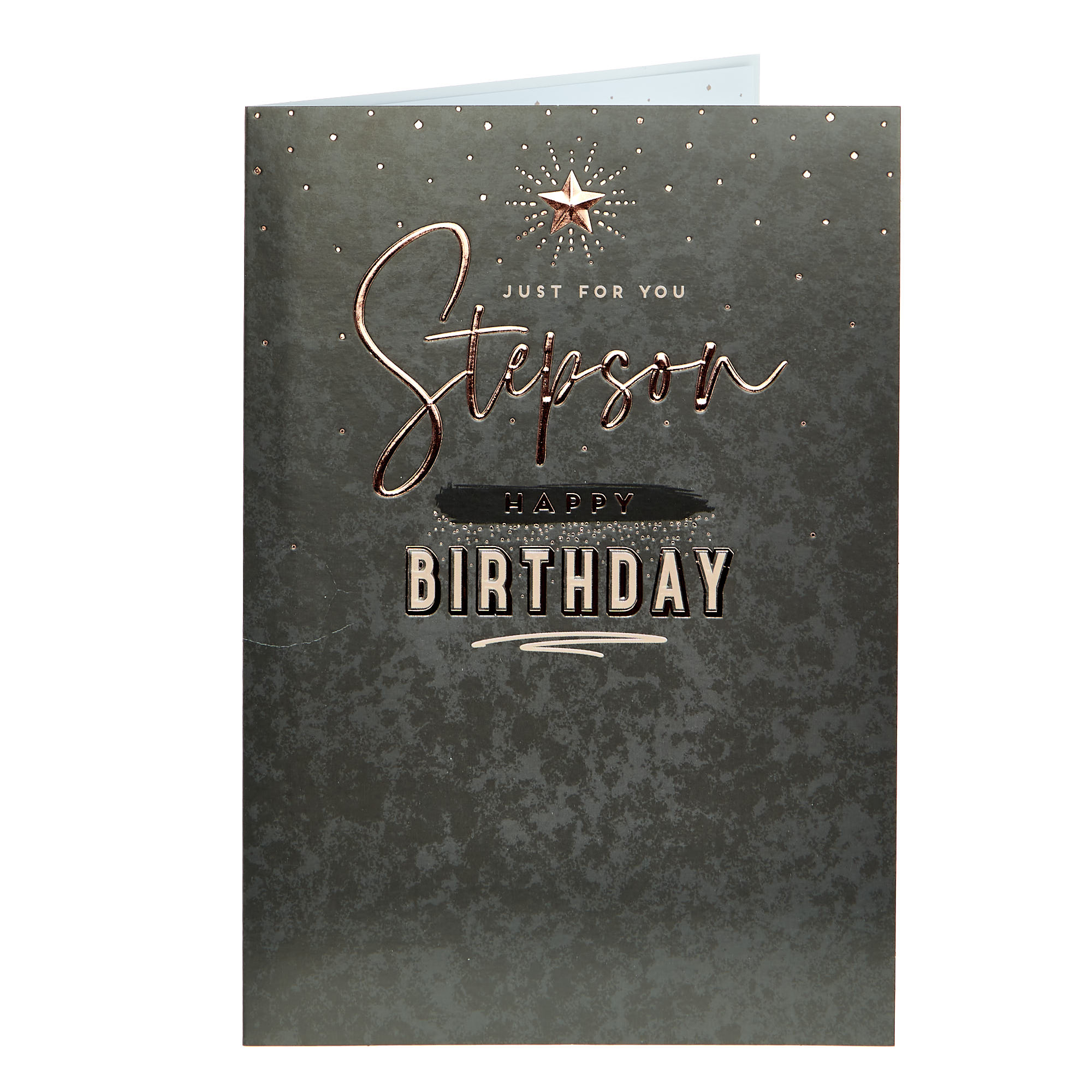 Stepson Just For You Black & Bronze Birthday Card