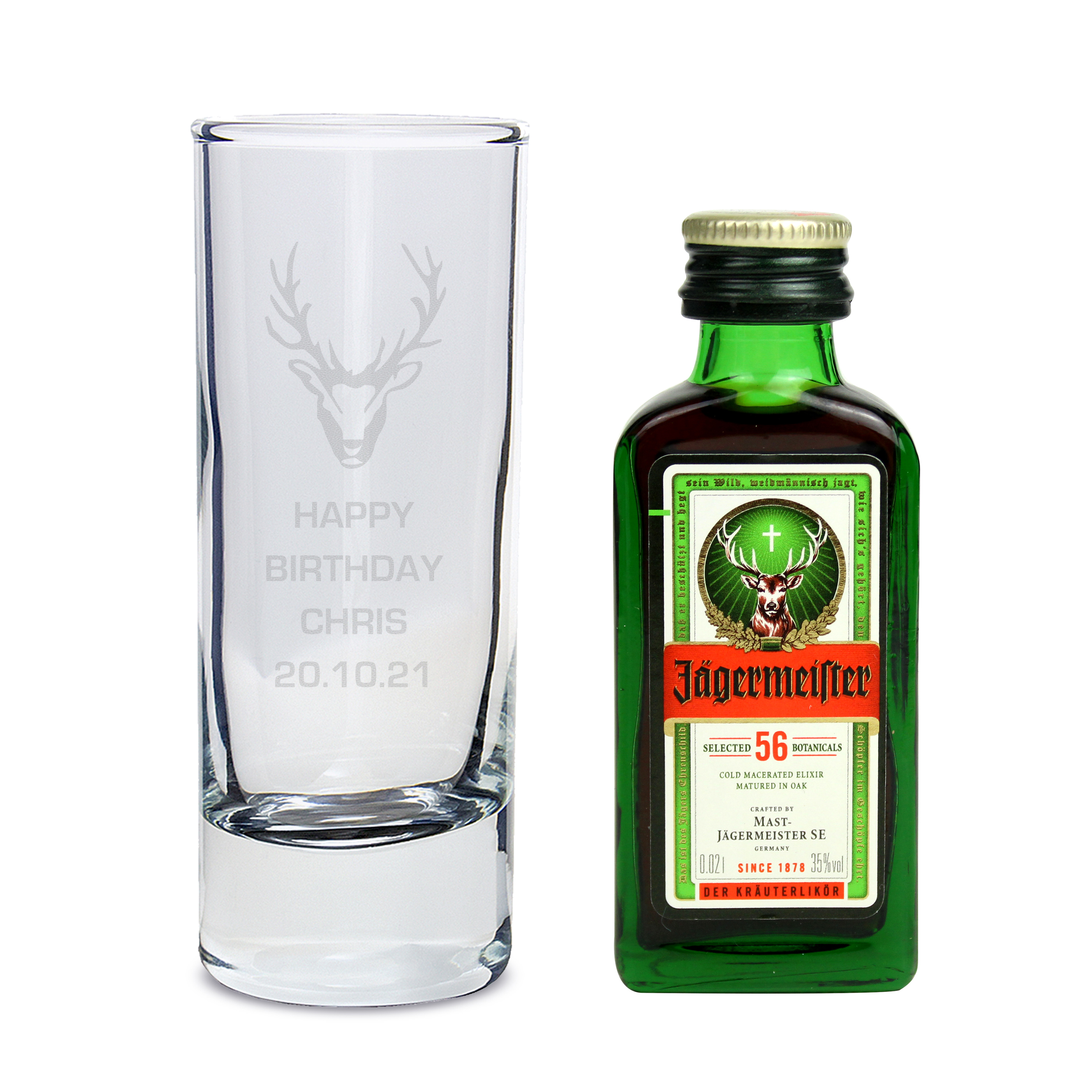 Personalised Jaegermeister Miniature & Glass Gift Set