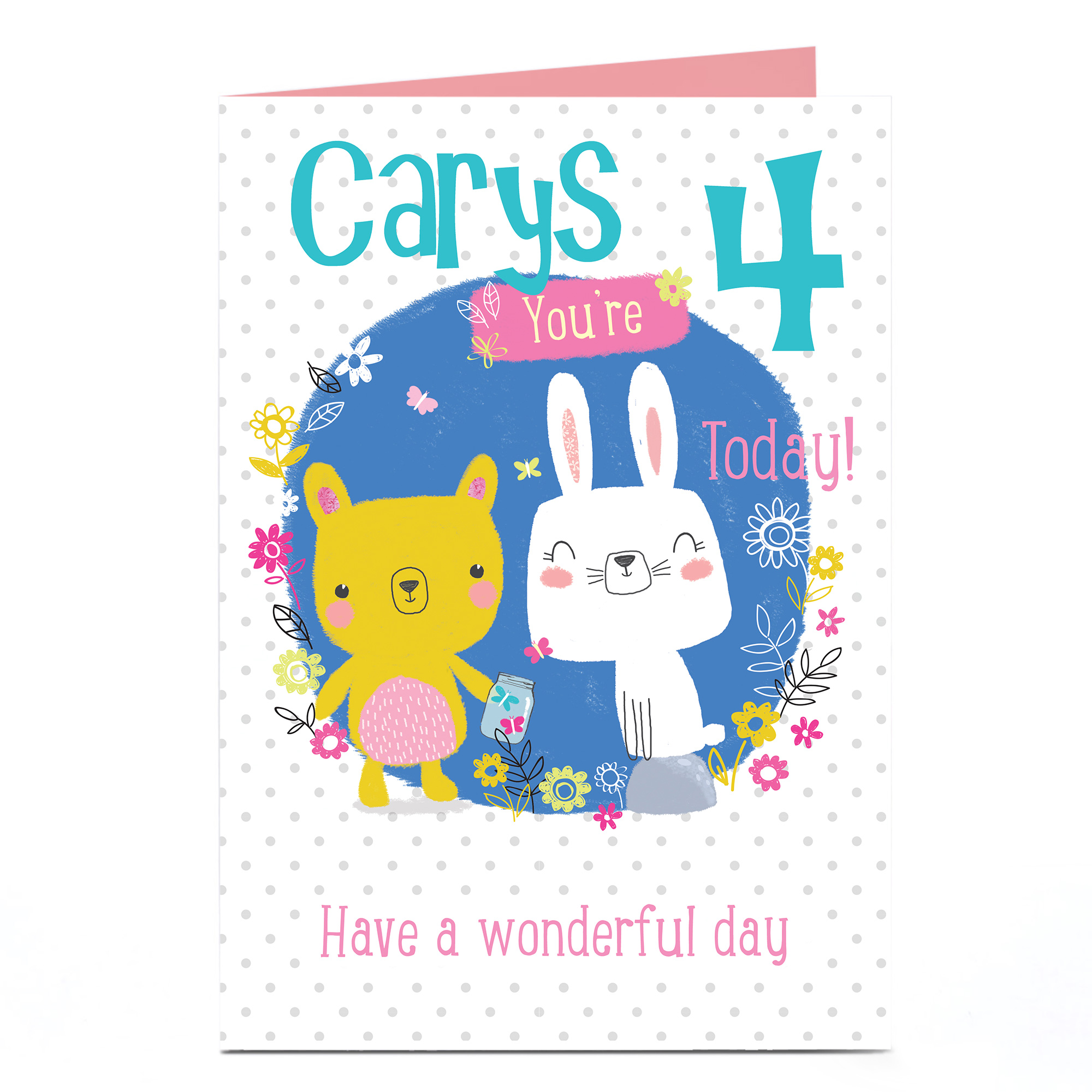 Personalised Any Age Birthday Card - Rabbit & Bear