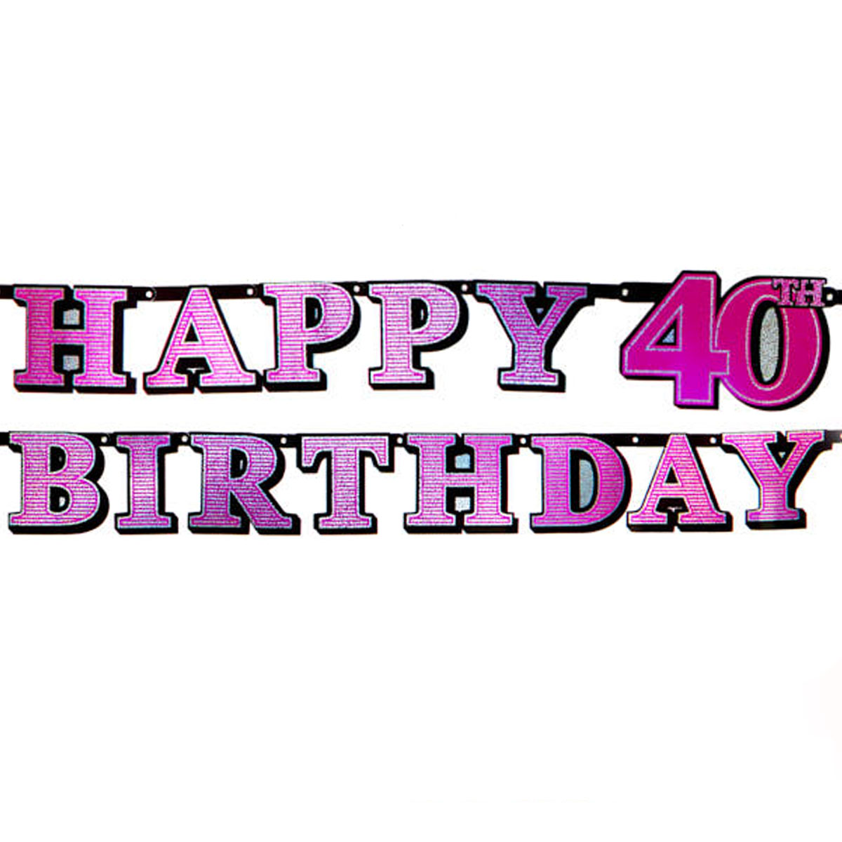 Pink Holographic 40th Birthday Banner