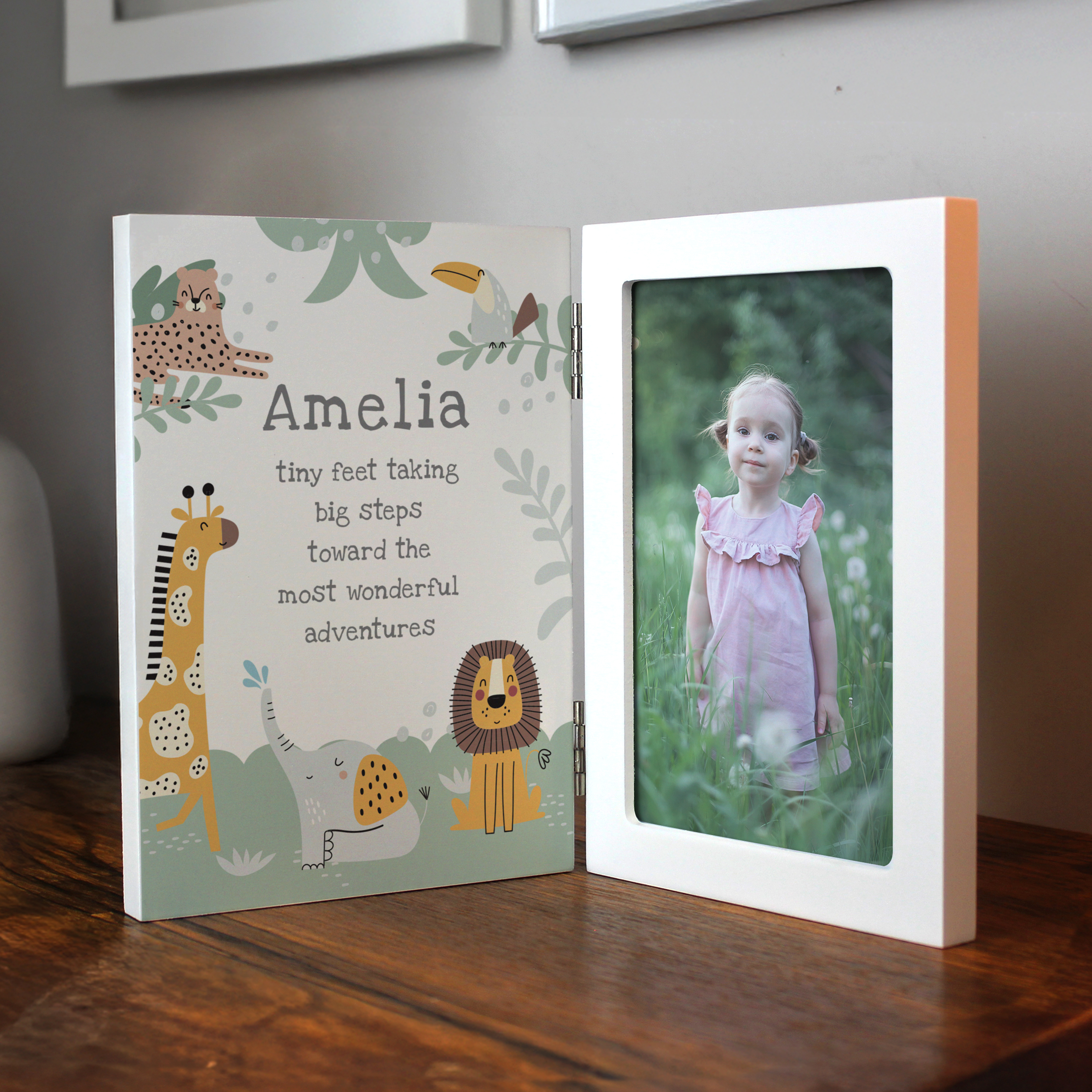 Personalised Animals Wooden Hinged 6x4-Inch Photo Frame