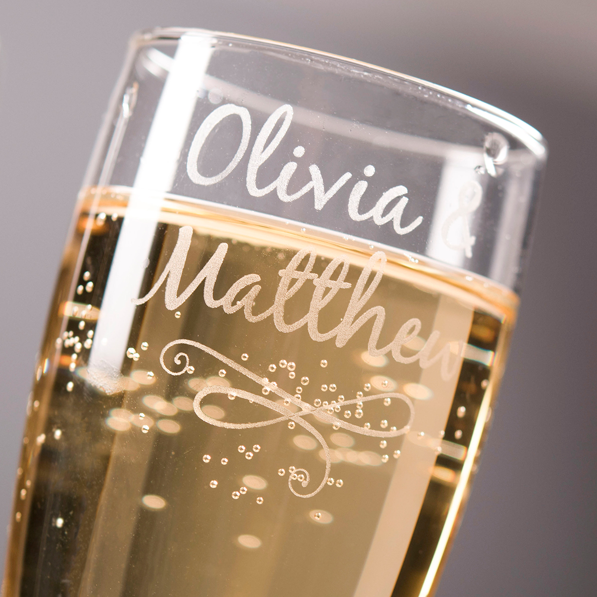 Personalised Engraved Set Of 2 Champagne Flutes - Two Names