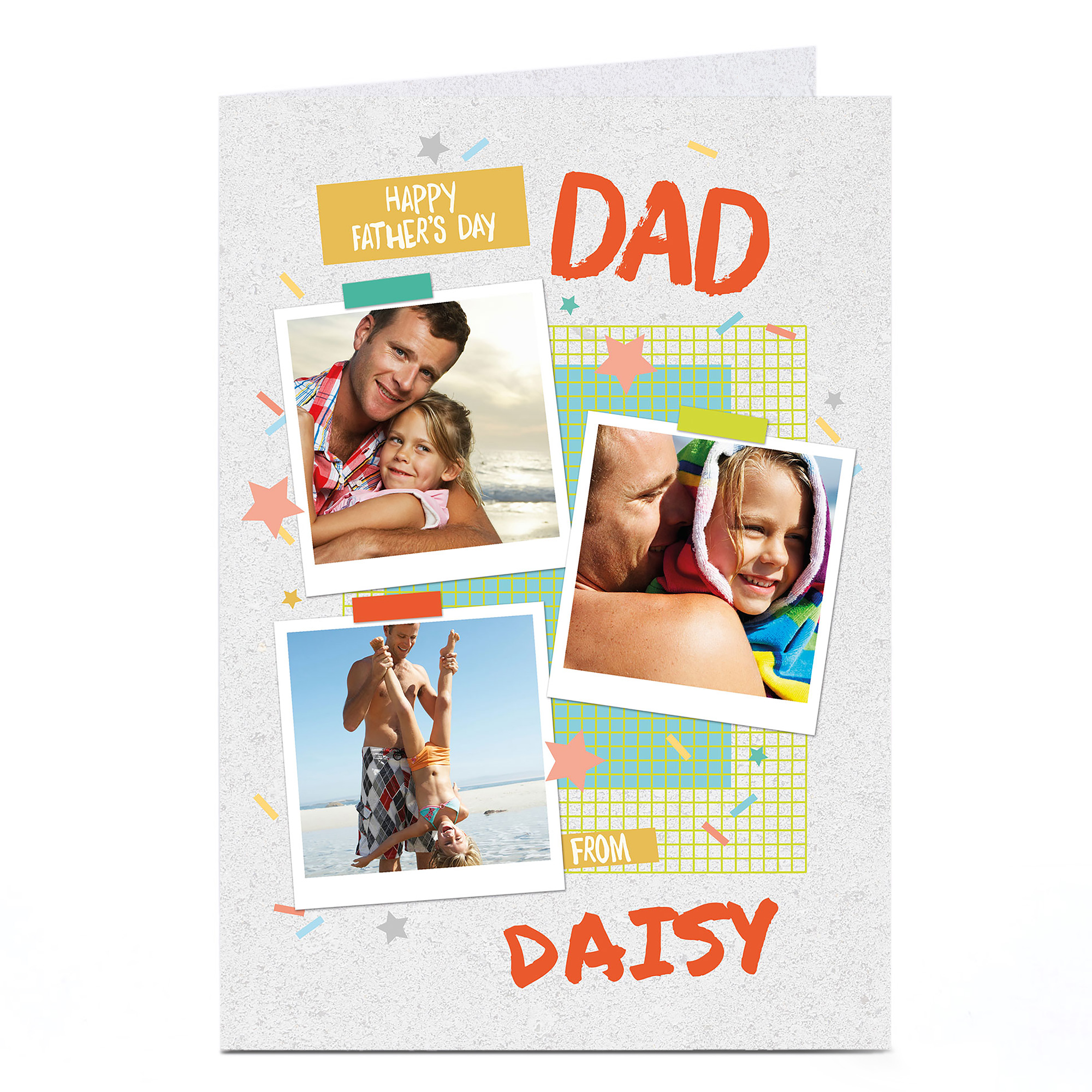 Multi Photo Father's Day Card - Polaroids With Coloured Tape