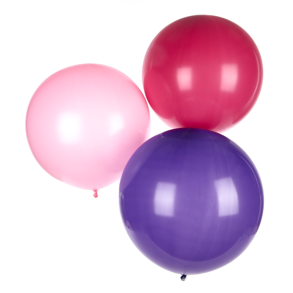 Pack of 3 Helium-Quality 24-Inch Latex Balloons - Pink & Purple 