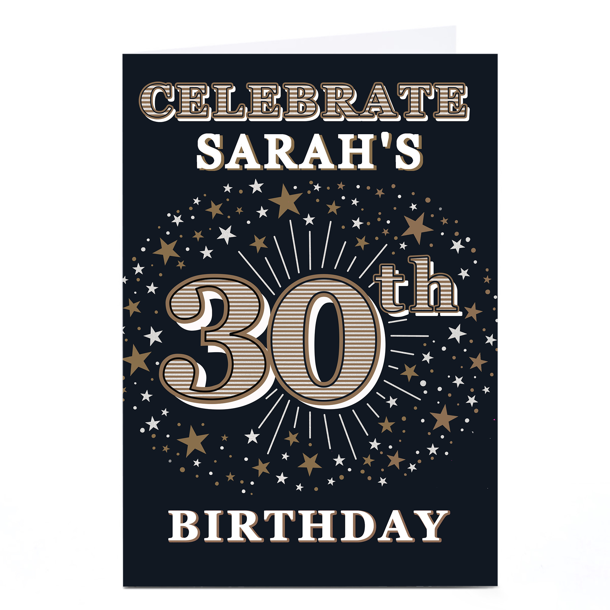 Personalised 30th Birthday Invitation - Gold Stars