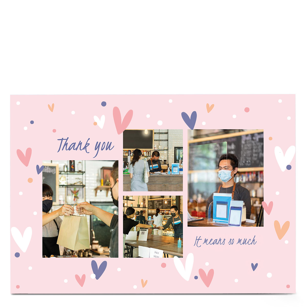 Photo Thank You Card - Hearts & Any Message